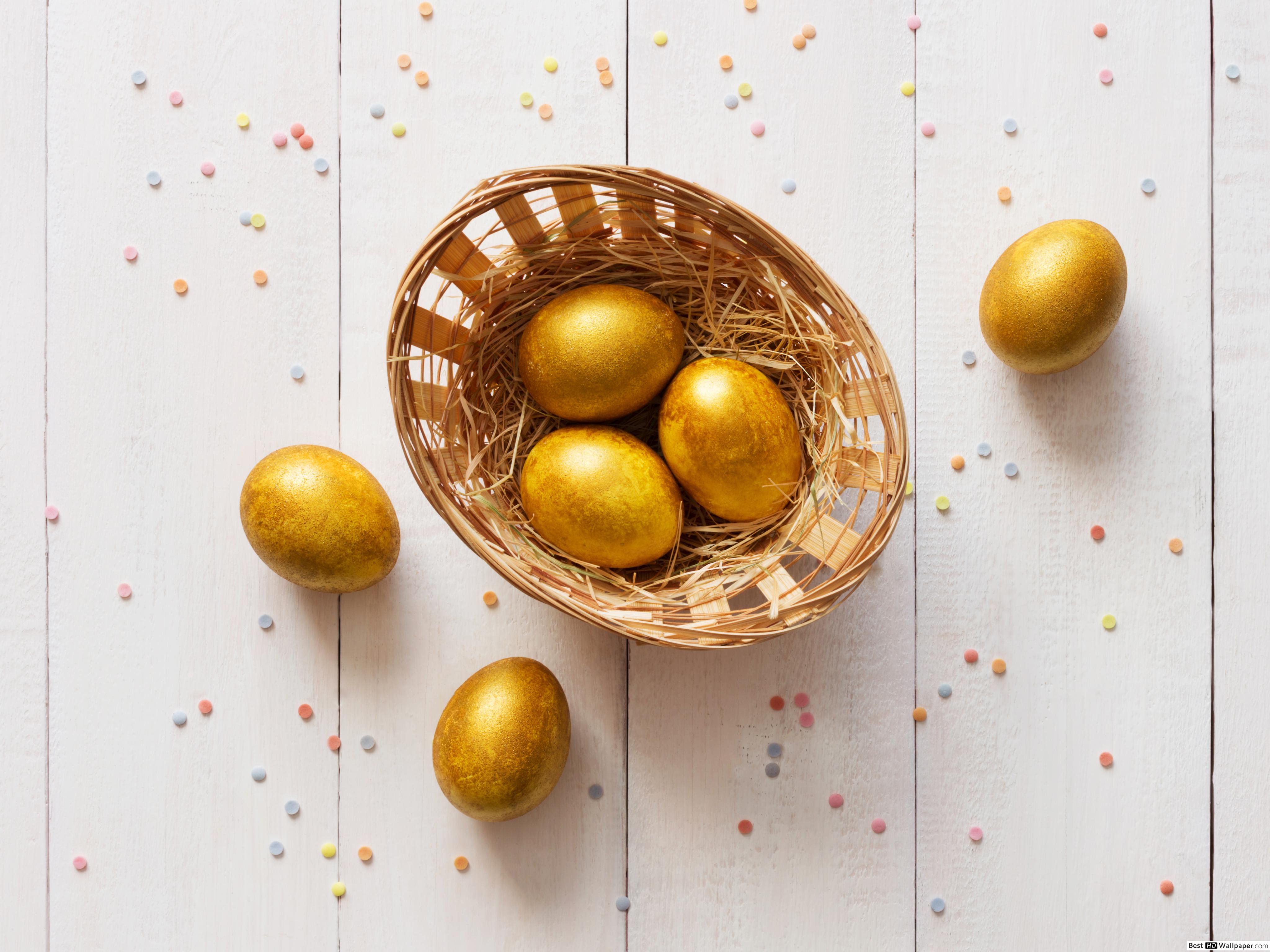 Golden Easter Eggs HD wallpaper download