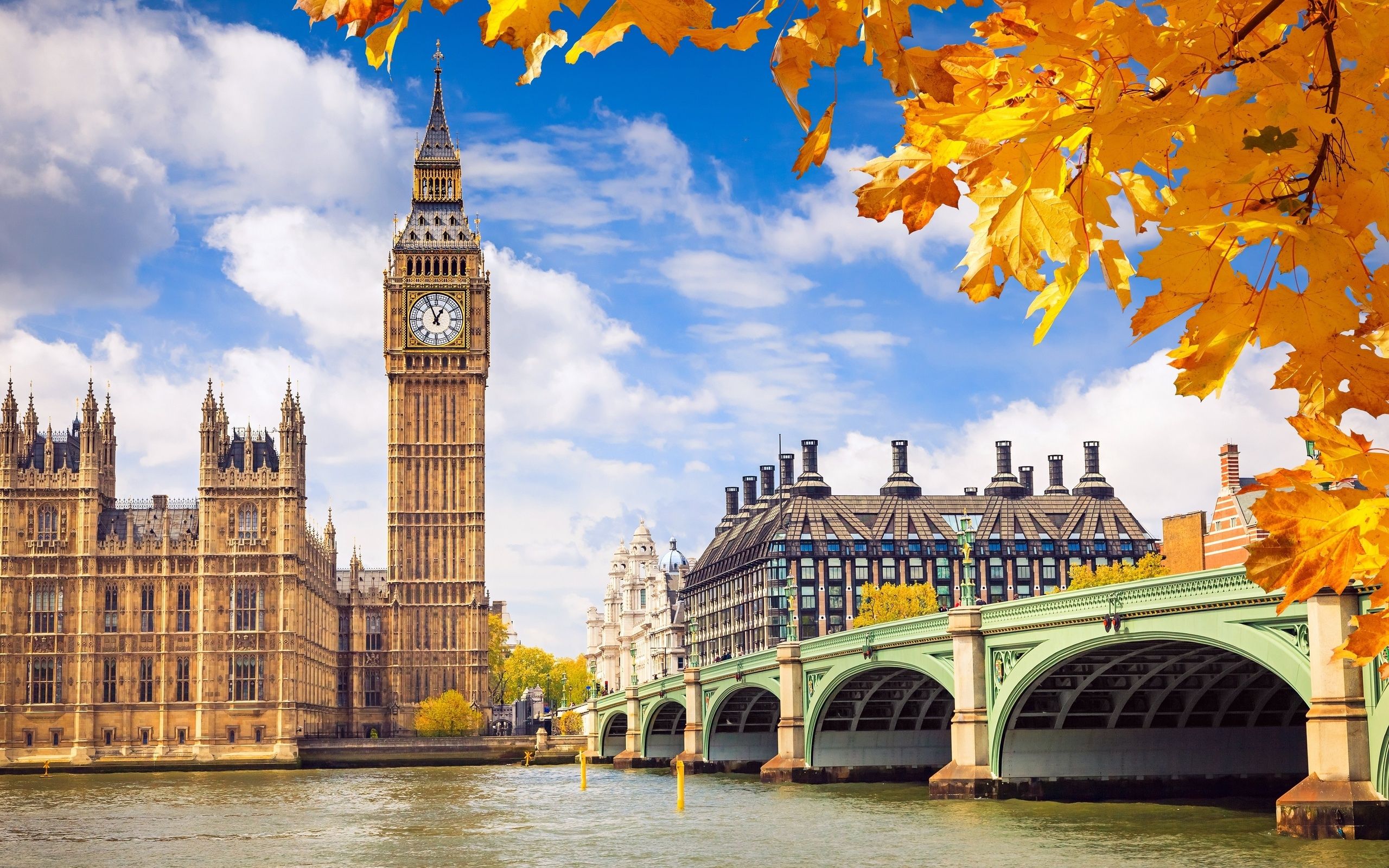 Download 2560x1600 England, Big Ben, London, Bridge, Autumn, Palace Of Westminster Wallpaper for MacBook Pro 13 inch