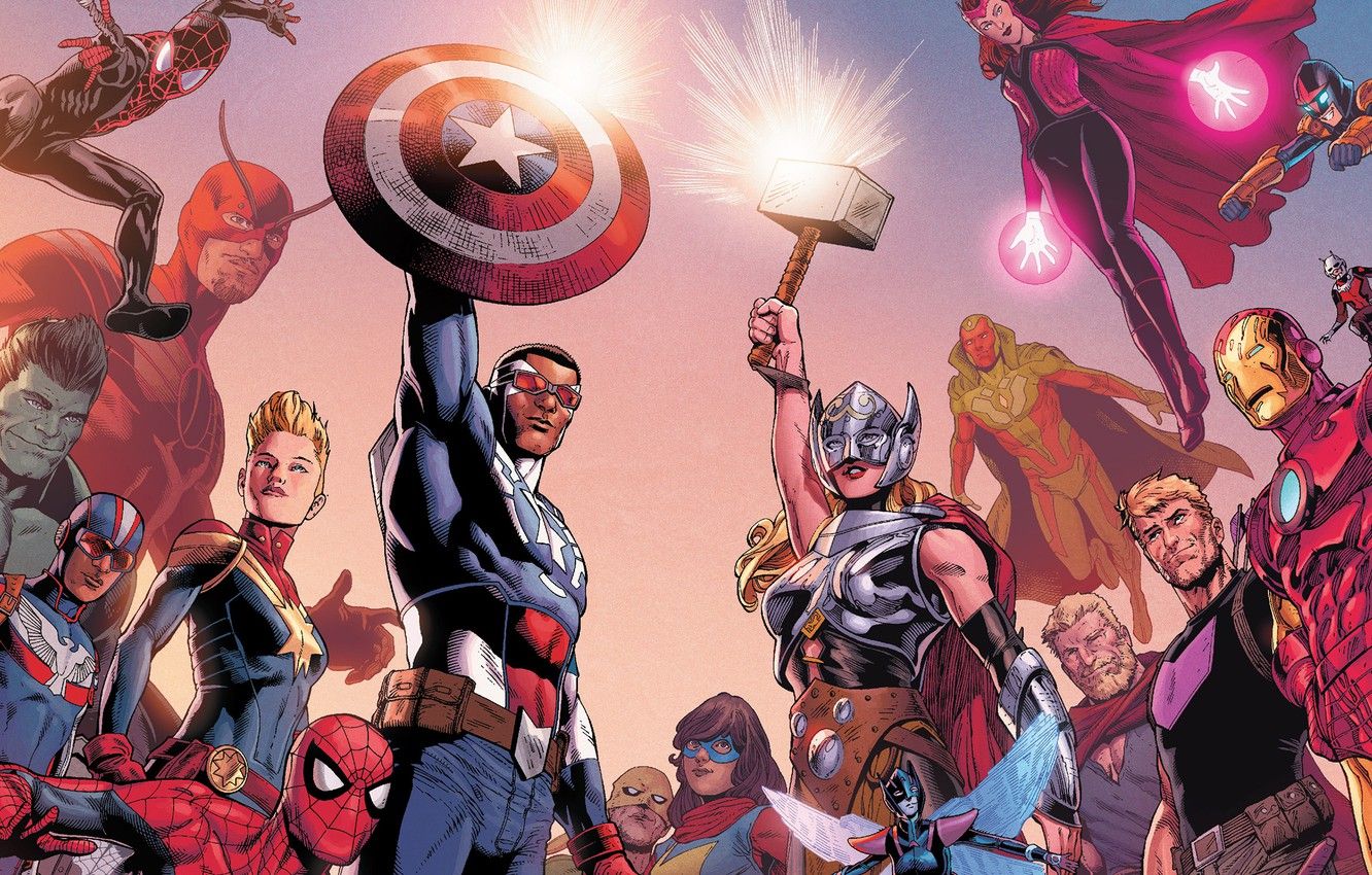 Wallpaper fantasy, Hulk, Iron Man, Marvel, comics, Captain America, superheroes, The Avengers, Spiderman, Ant Man, Thor Girl, The Avengers Empire image for desktop, section фантастика