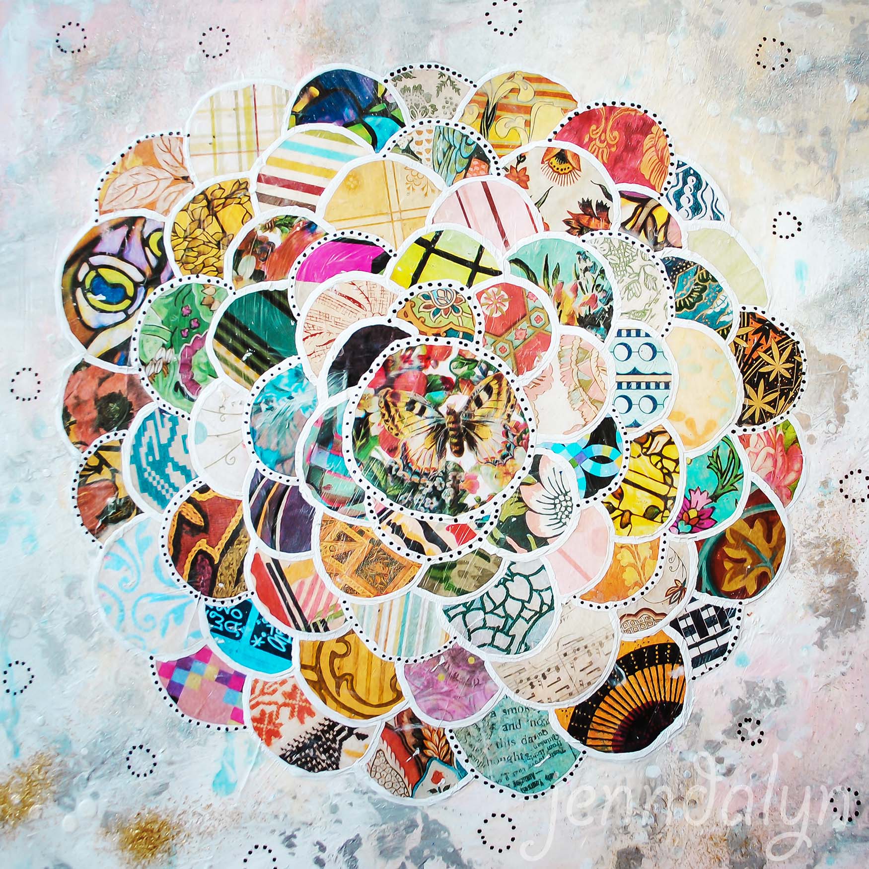 Springbloom x 10 paper print, mixed media collage art, collage print, flower painting, flower art, wallpaper · Jenndalyn Art · Online Store Powered