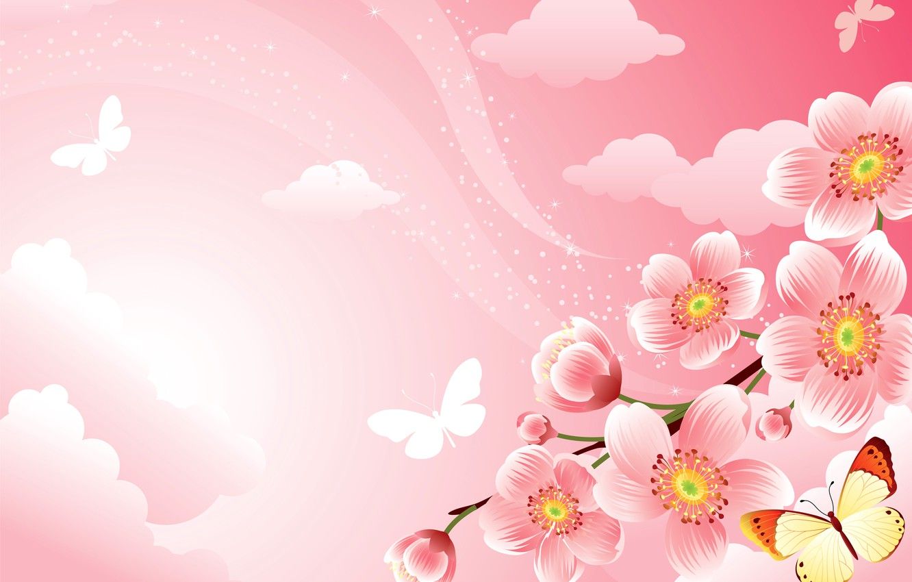 Wallpaper flowers, collage, butterfly, branch, spring, garden image for desktop, section разное
