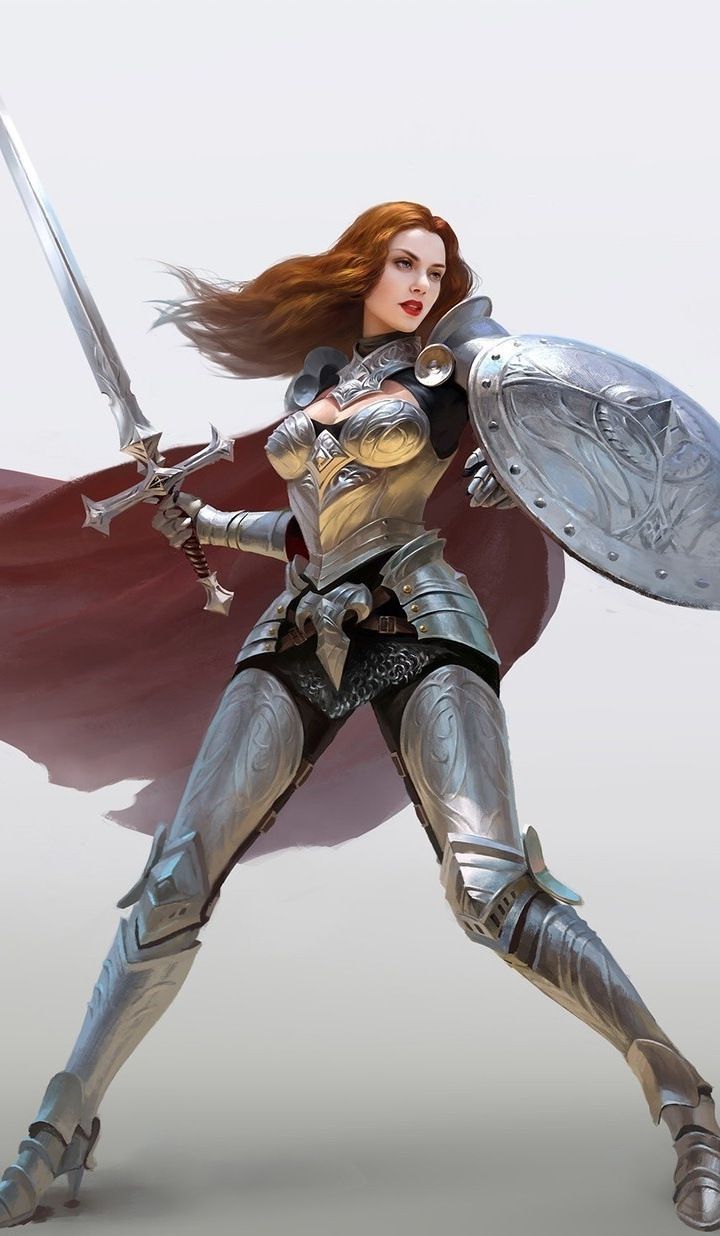 Fantasy, woman with sword and shield, warrior, art, 720x1280 wallpaper. Female knight, Fantasy female warrior, Fantasy fashion warrior