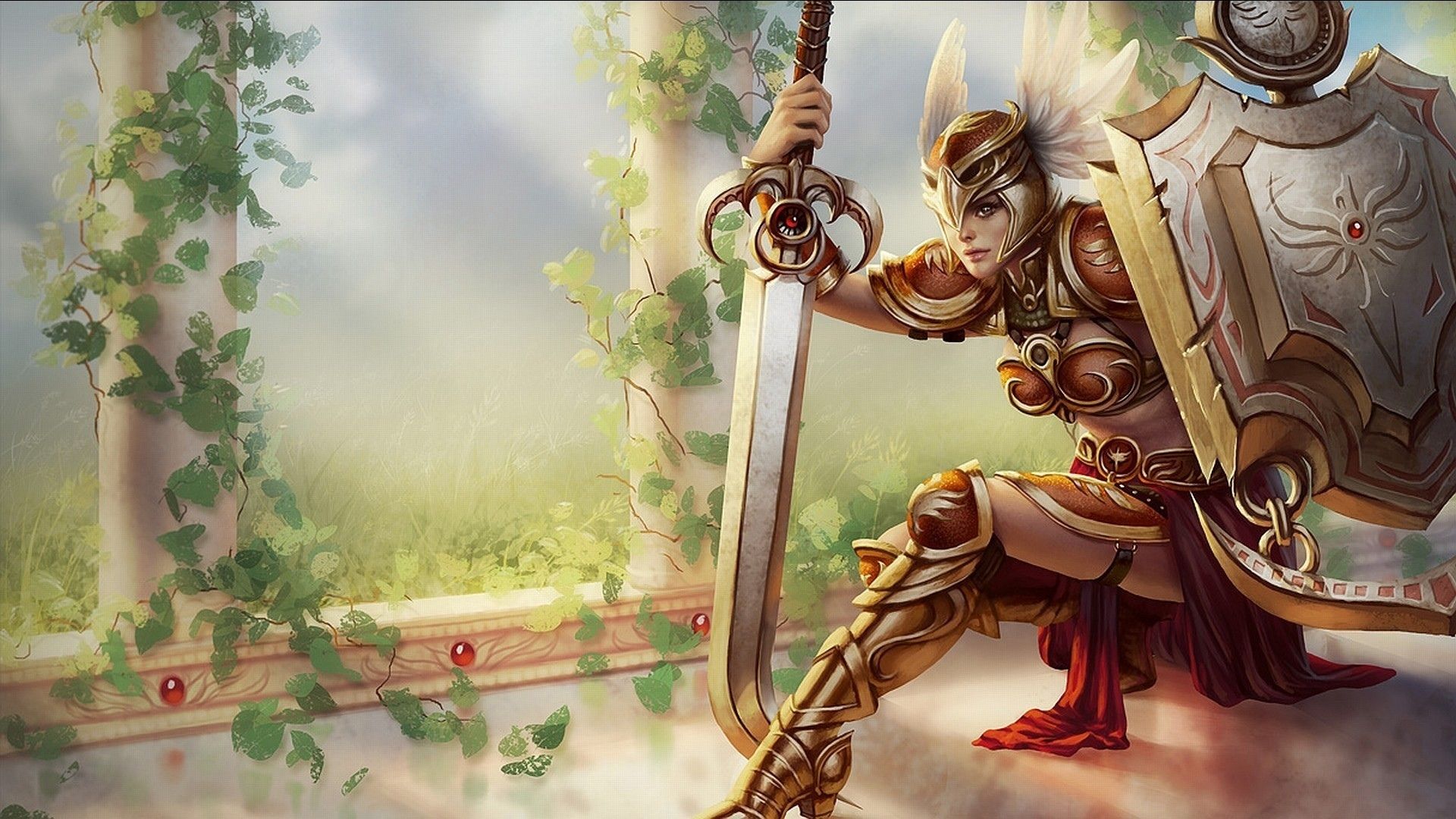 league, Of, Legends, Fantasy, Art, Warrior, Knight, Women, Girl, Weapons, Sword, Armor Wallpaper HD / Desktop and Mobile Background