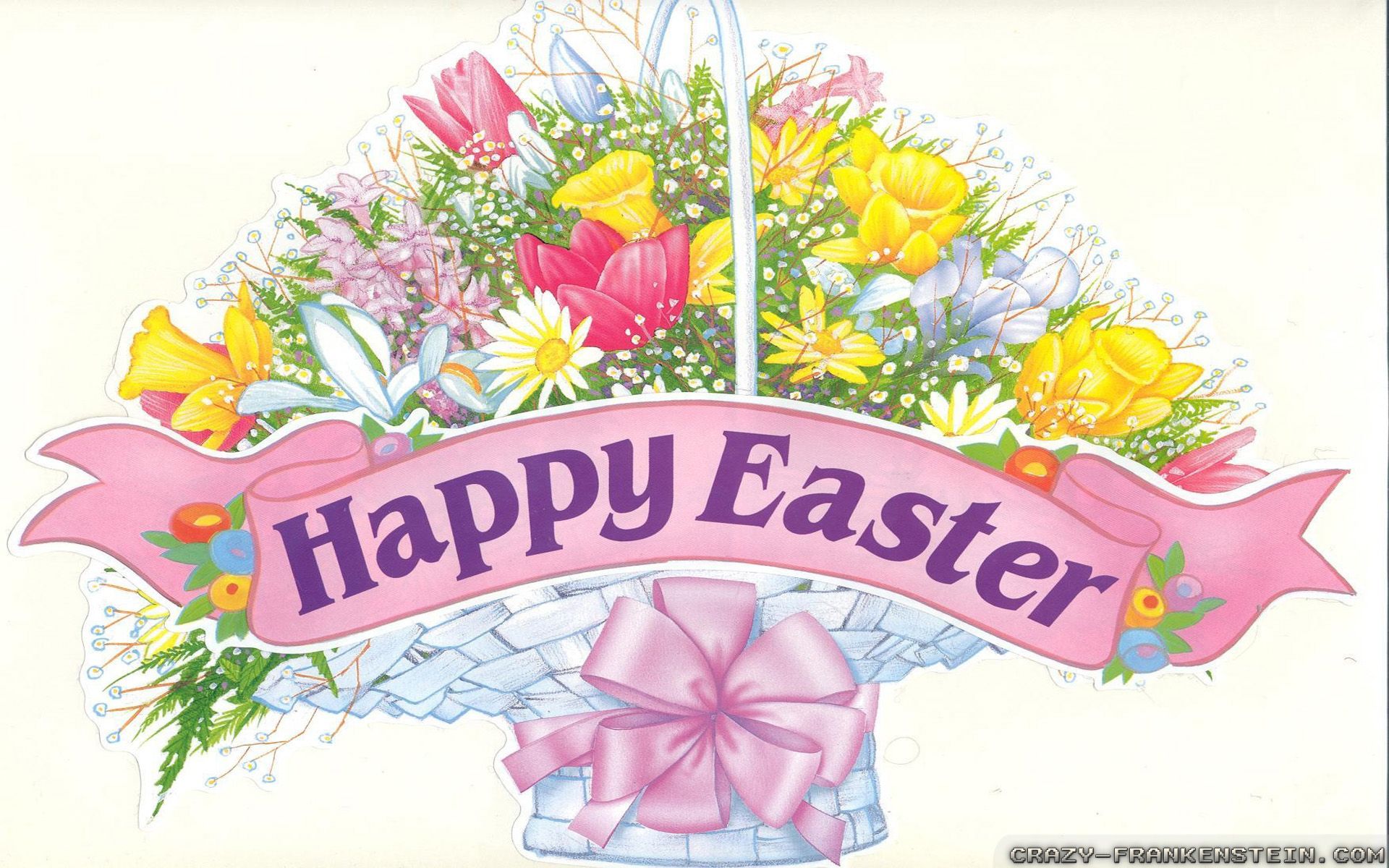 Happy Easter Flowers Bouquet HD Wallpaper