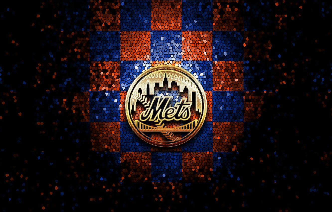 Wallpaper wallpaper, sport, logo, baseball, glitter, checkered, MLB, New York Mets image for desktop, section спорт
