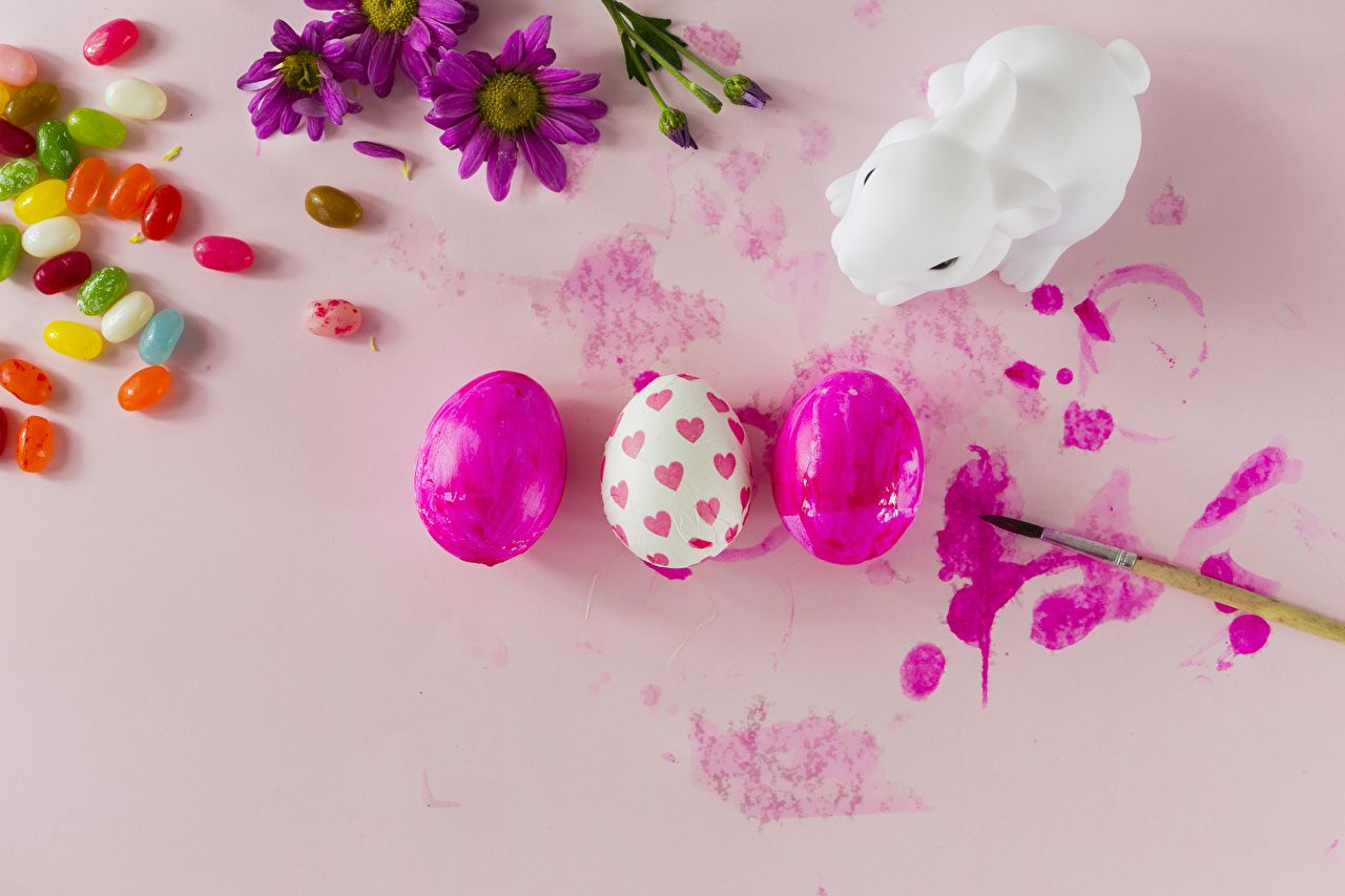 Desktop Wallpaper Food Easter rabbit Dragee Paintbrush Candy Paint
