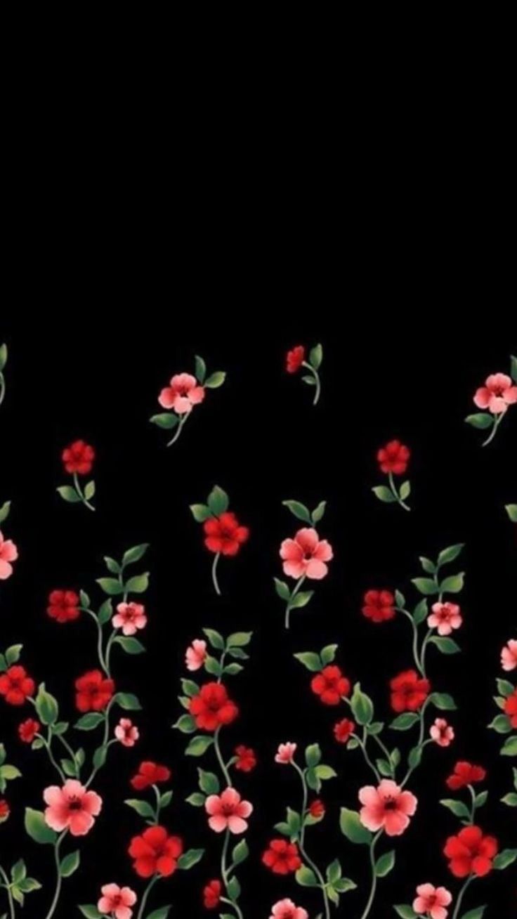 Floral. Wallpaper. iPhone. Android. Floral wallpaper phone, Black flowers wallpaper, Flowery wallpaper