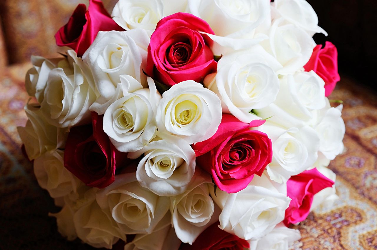 Image bouquet Red Roses White Flowers