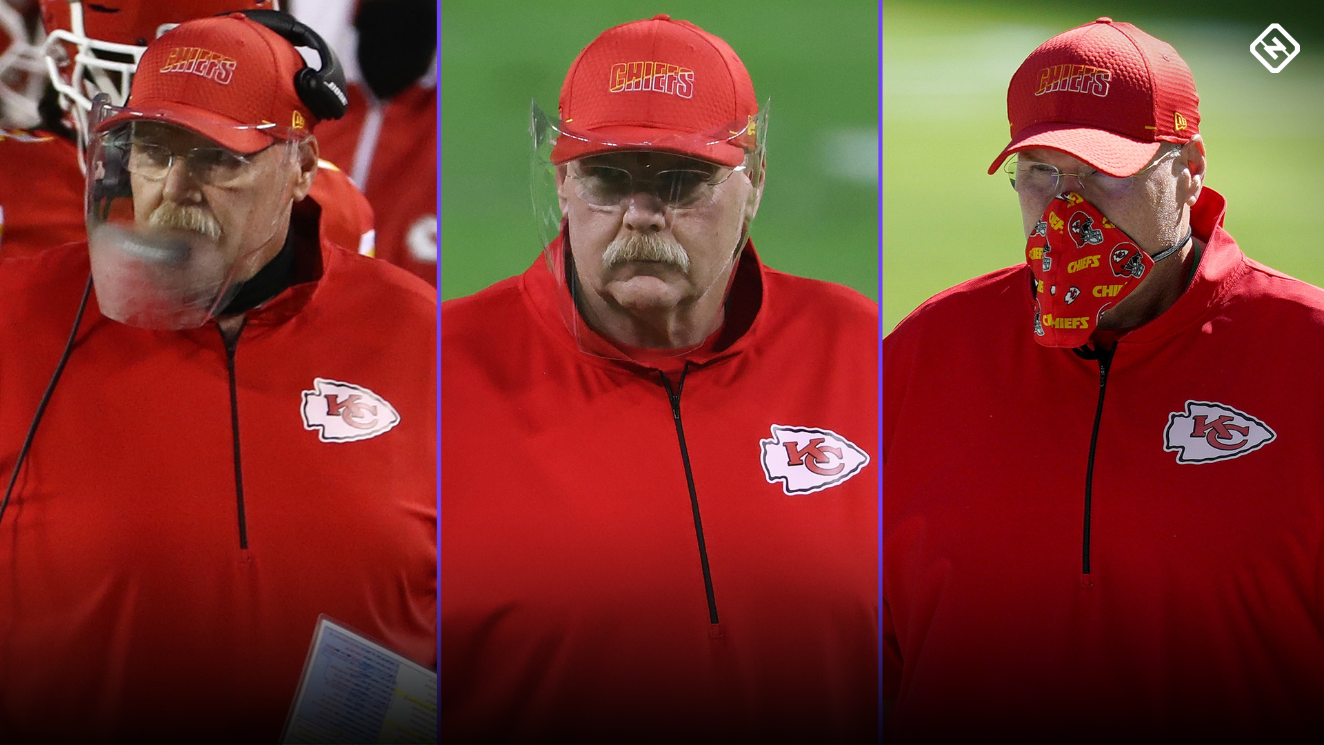 The Evolution Of Andy Reid's Face Mask, From Foggy Shield To Chiefs Patterned Cloth