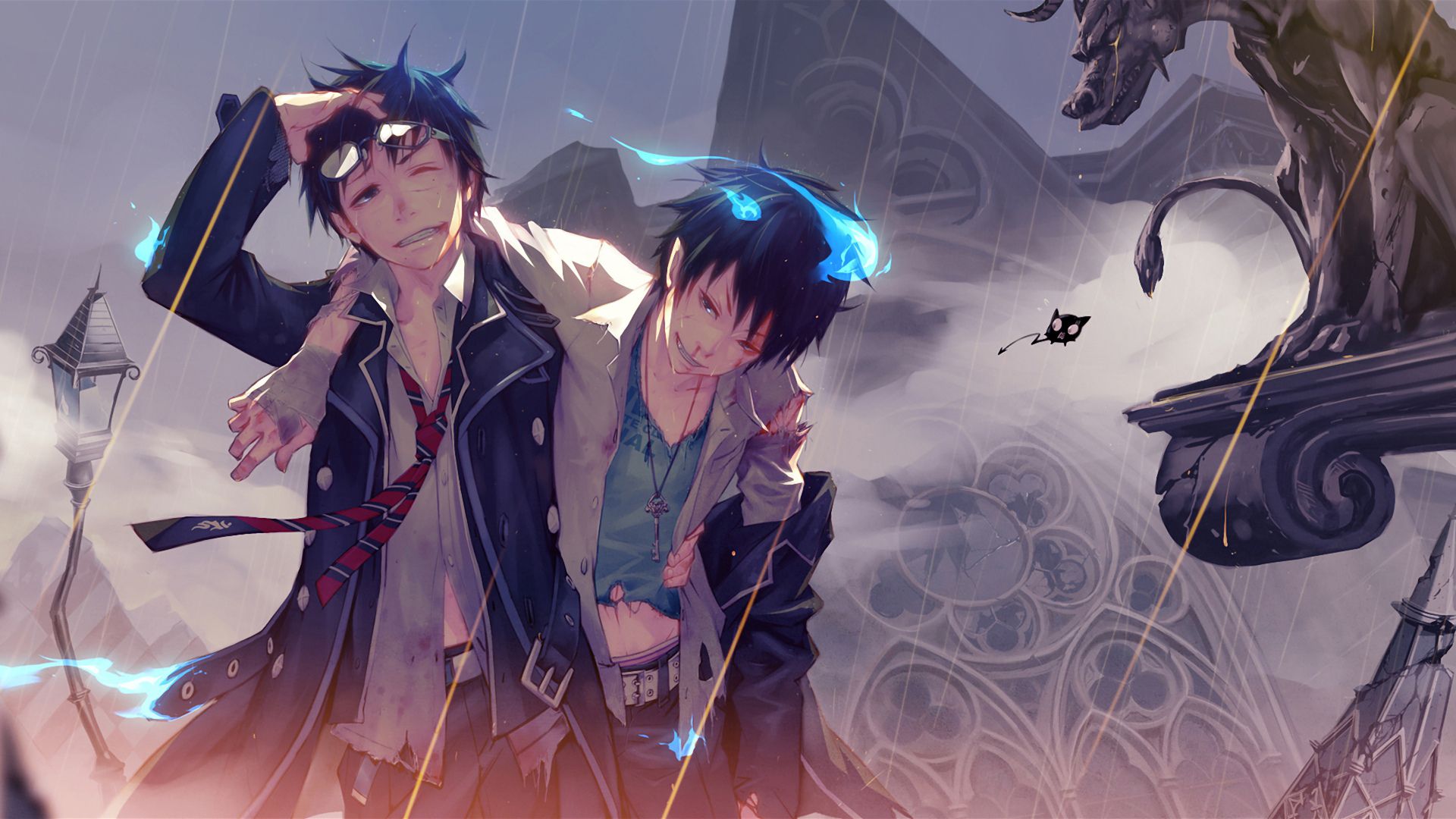 1920x1080 ao no exorcist, twins, okumura yukio, blue exorcist, okumura rin, demons