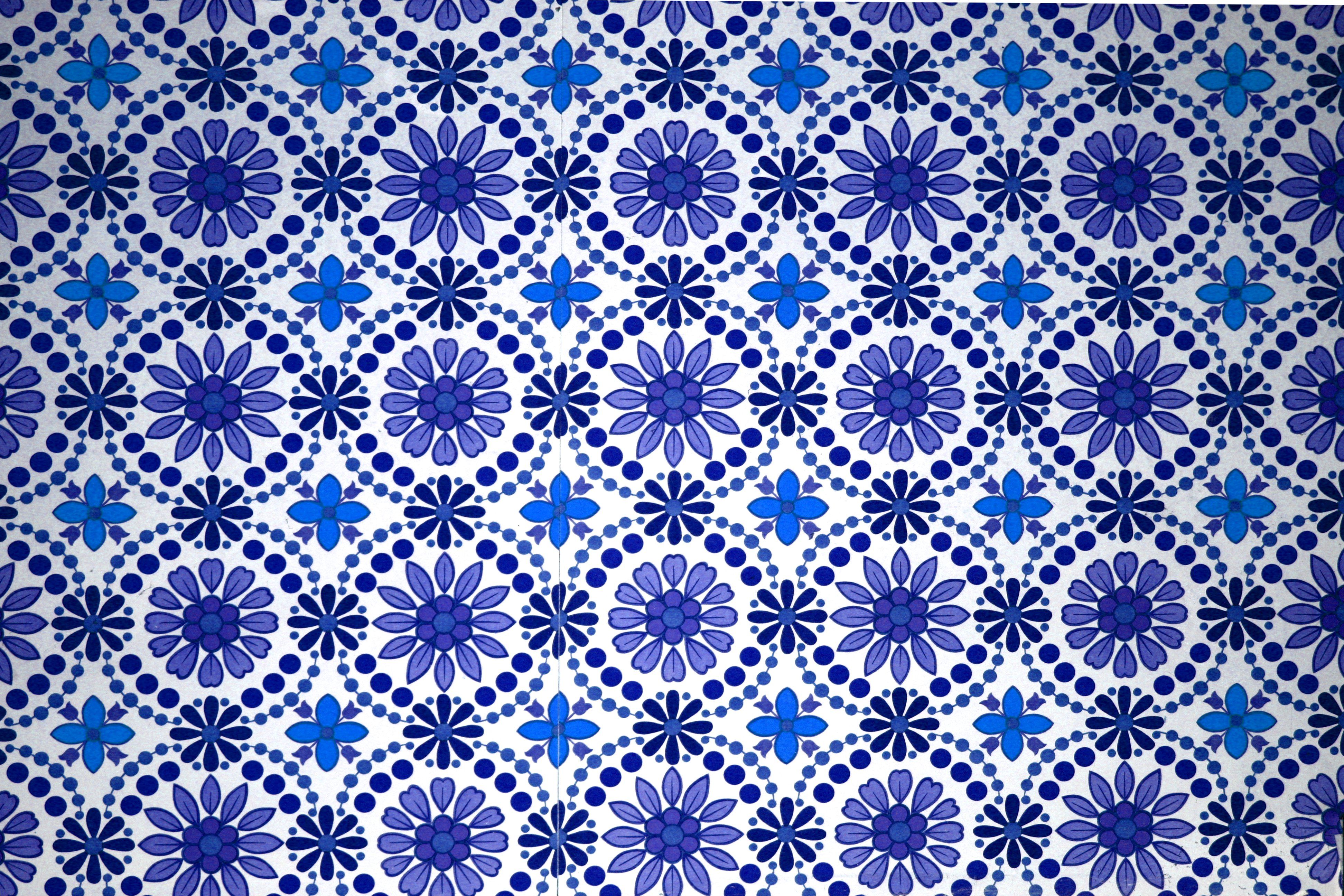 Blue Flowers Wallpaper Texture Picture. Free Photograph. Photo Public Domain