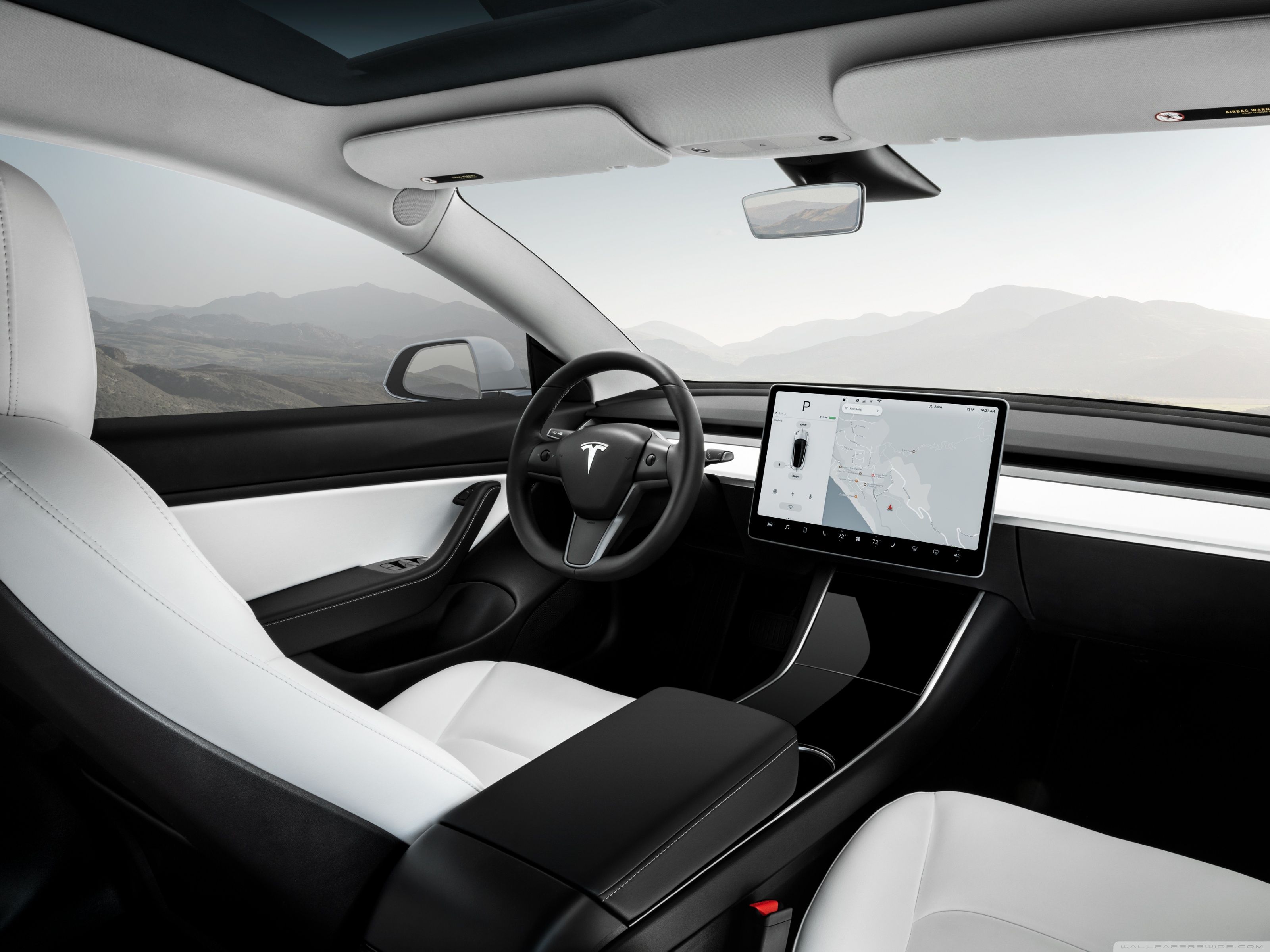 Tesla Model 3 Electric Car Interior Ultra HD Desktop Background Wallpaper for 4K UHD TV, Widescreen & UltraWide Desktop & Laptop, Multi Display, Dual Monitor, Tablet