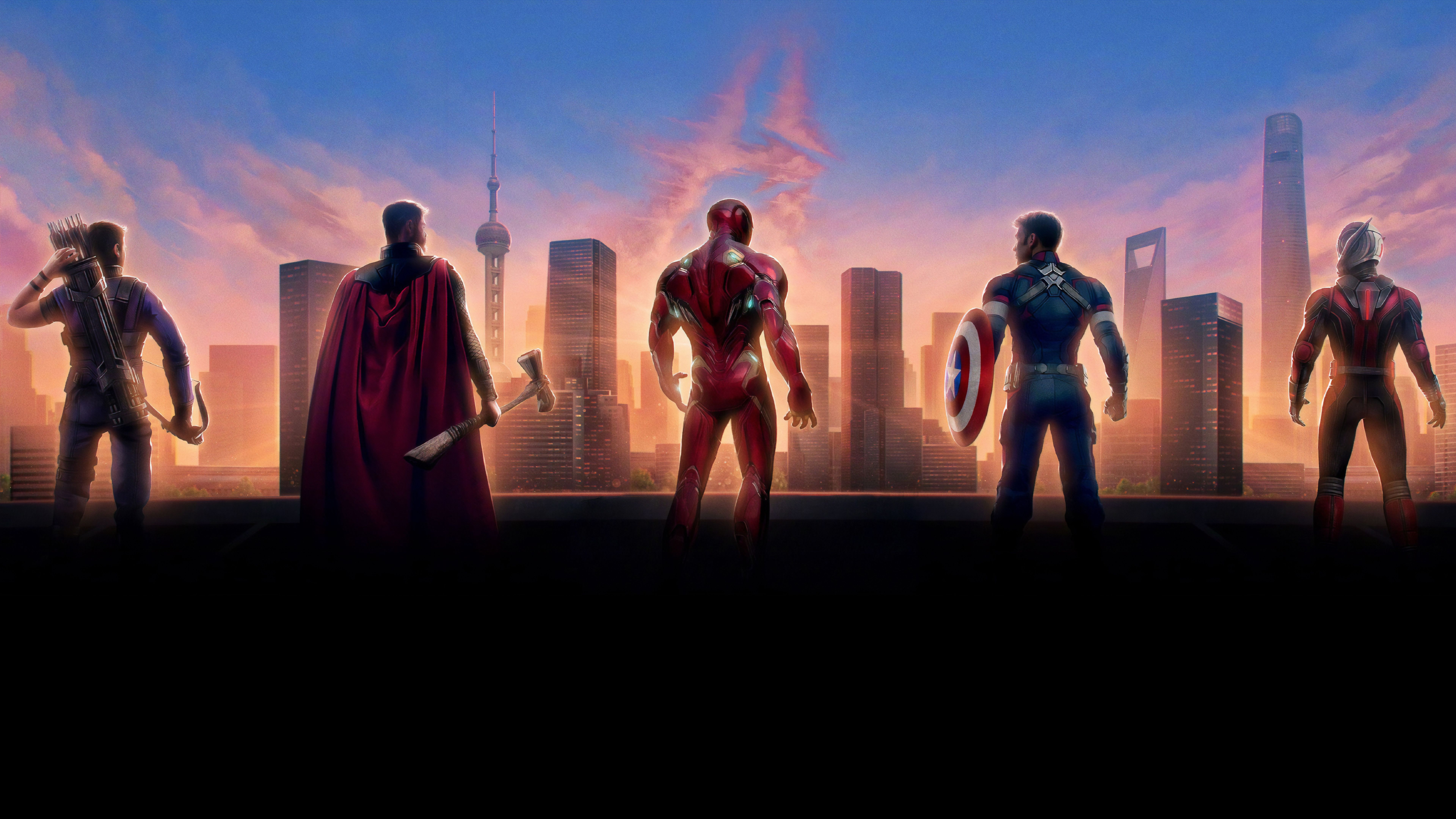 Avengers: Endgame Hawkeye Thor Iron Man Captain Ant Man 8K Wallpaper