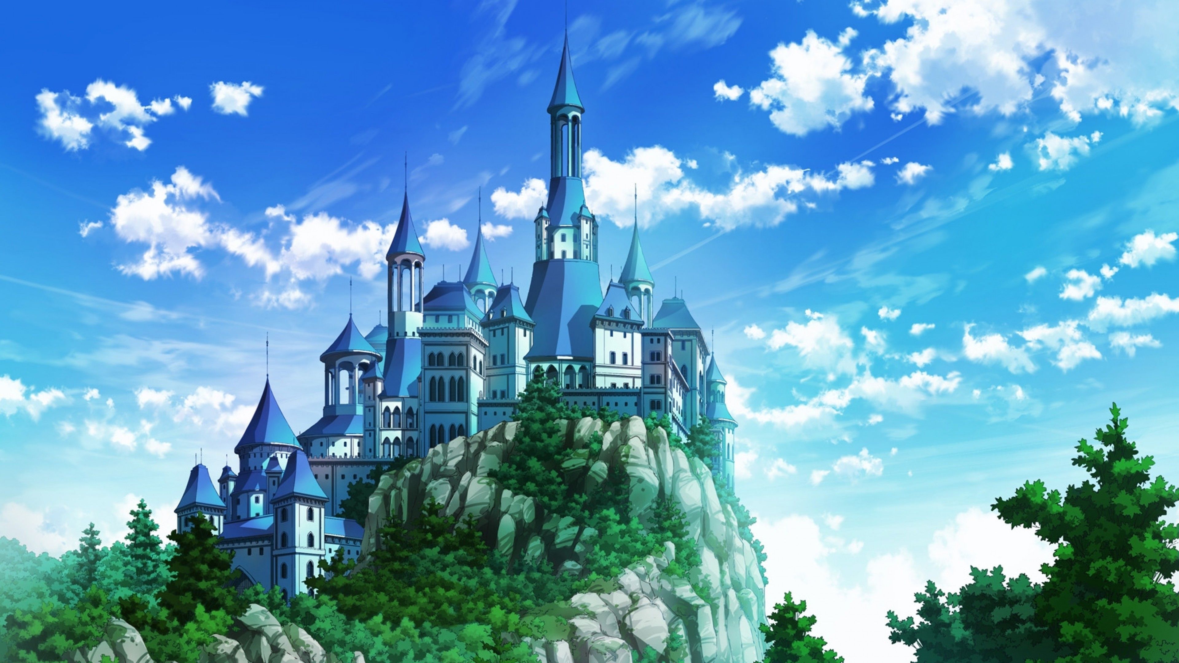 Castle art cloud luminos axle manga anime white blue HD wallpaper   Peakpx