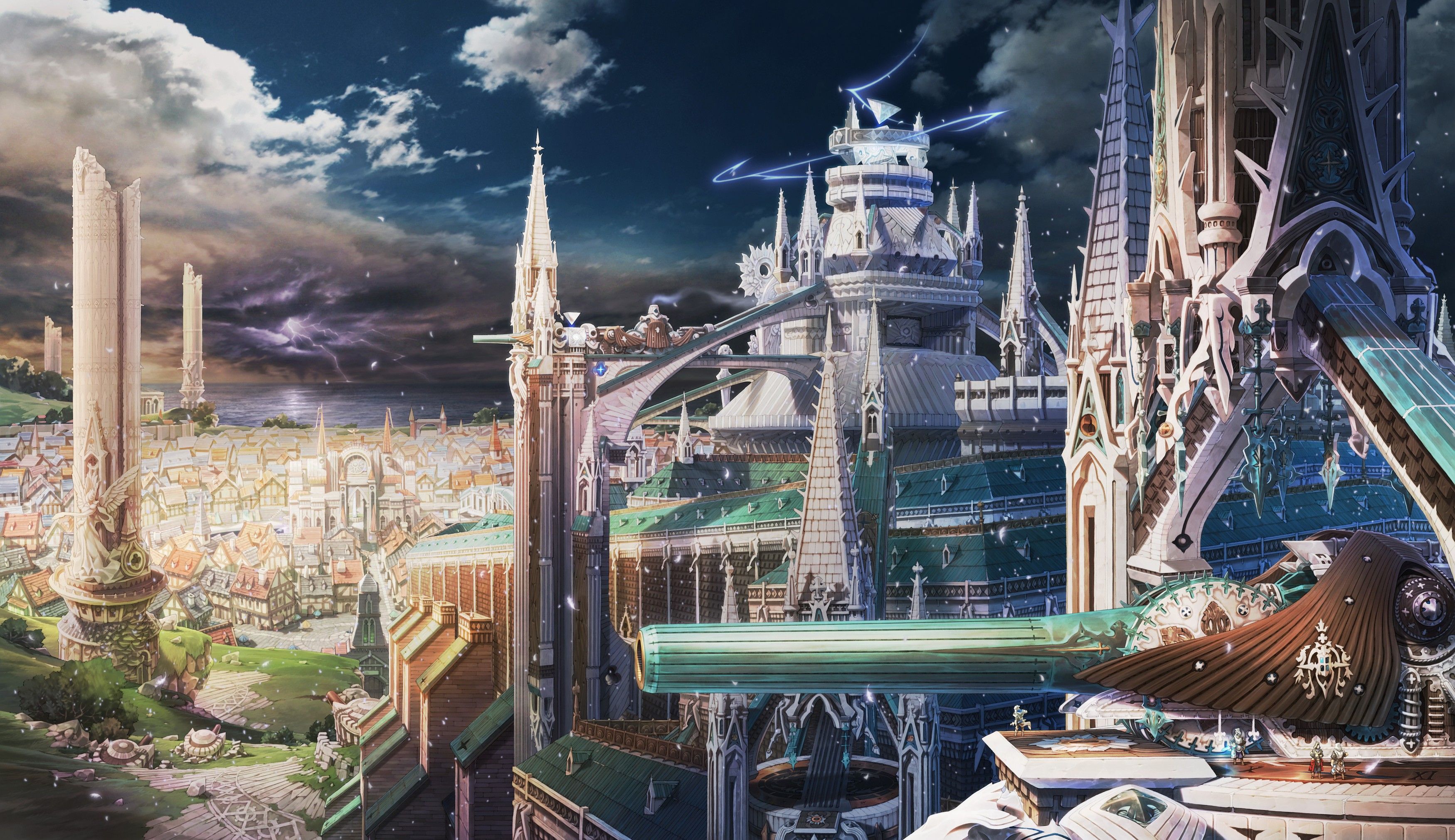 Clouds castles cityscapes fantasy art anime cities wallpaperx2022