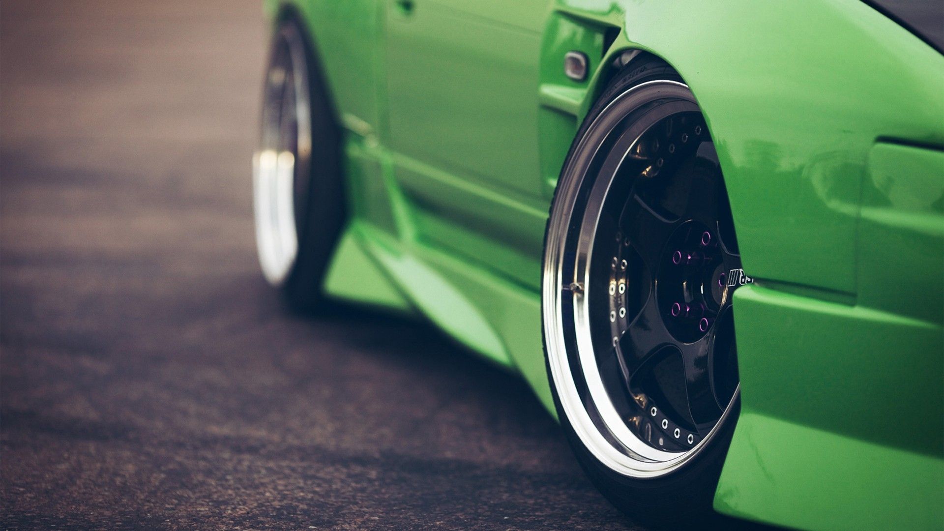 green closeup cars wheels rims nissan 240sx green cars 1920x1080 wallpaper