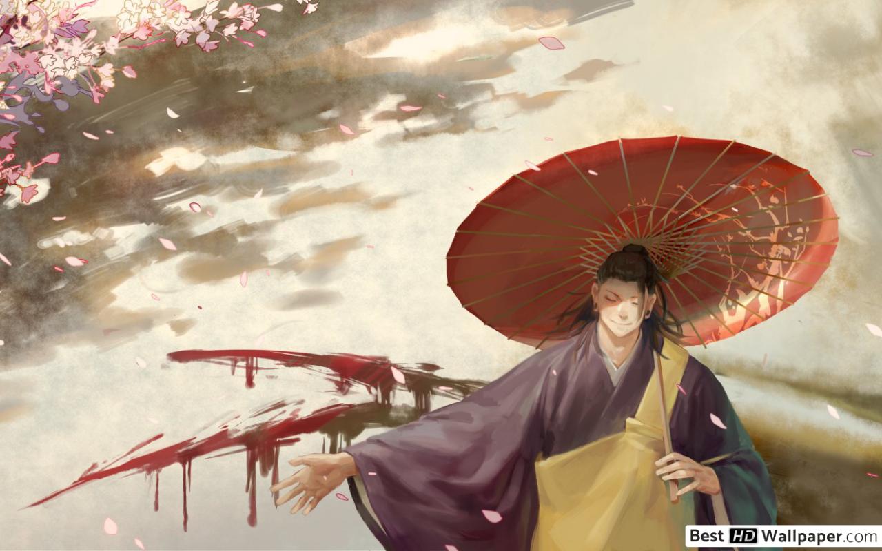 Suguru Geto in cherry blossoms HD wallpaper download