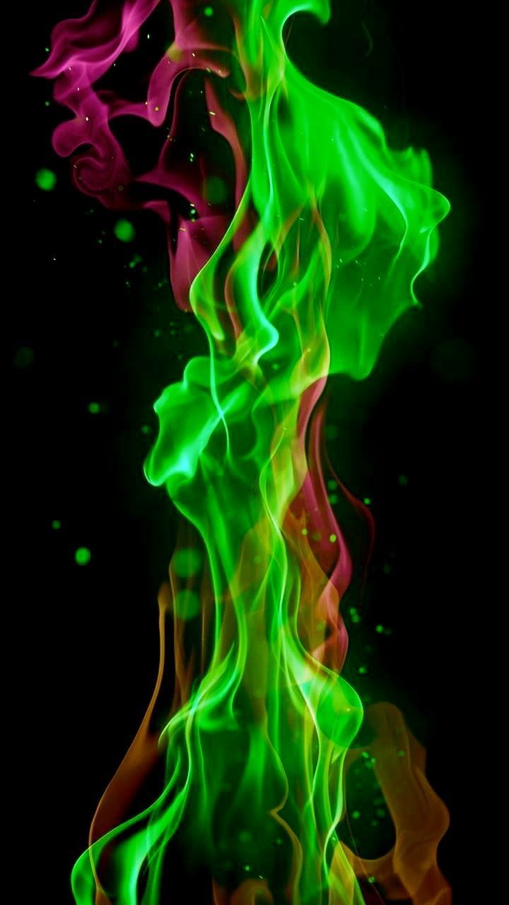 green flame background