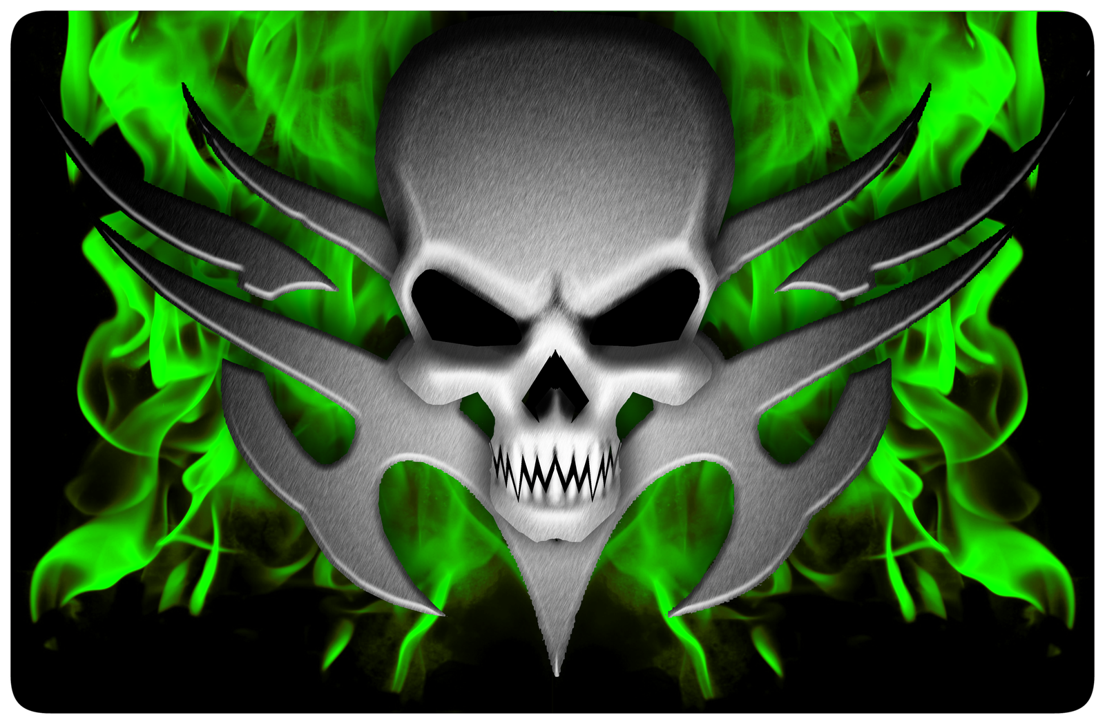 Green Flame Skull