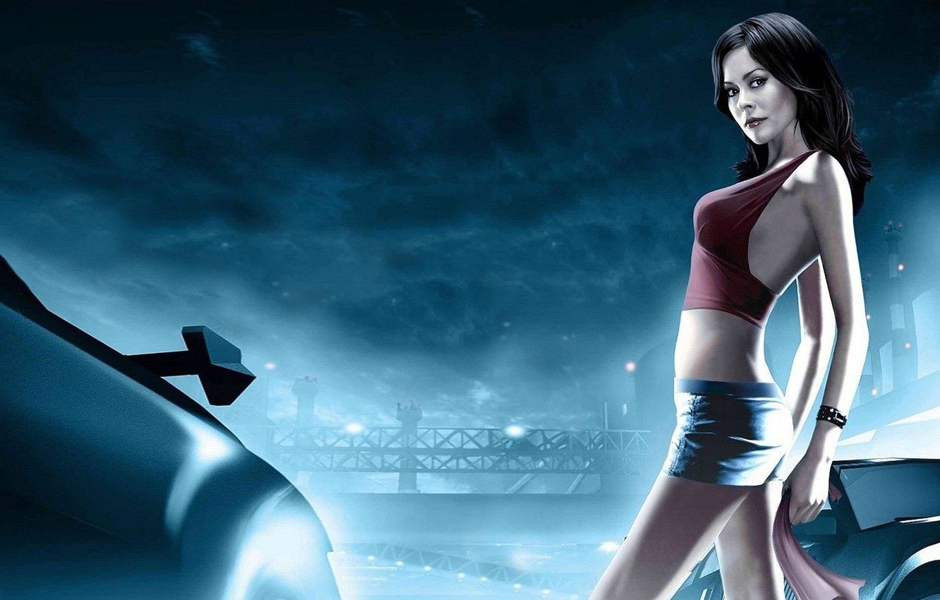 Wallpaper auto, night, race, brooke burke, need for speed, nfs, underground - for desktop, section игры