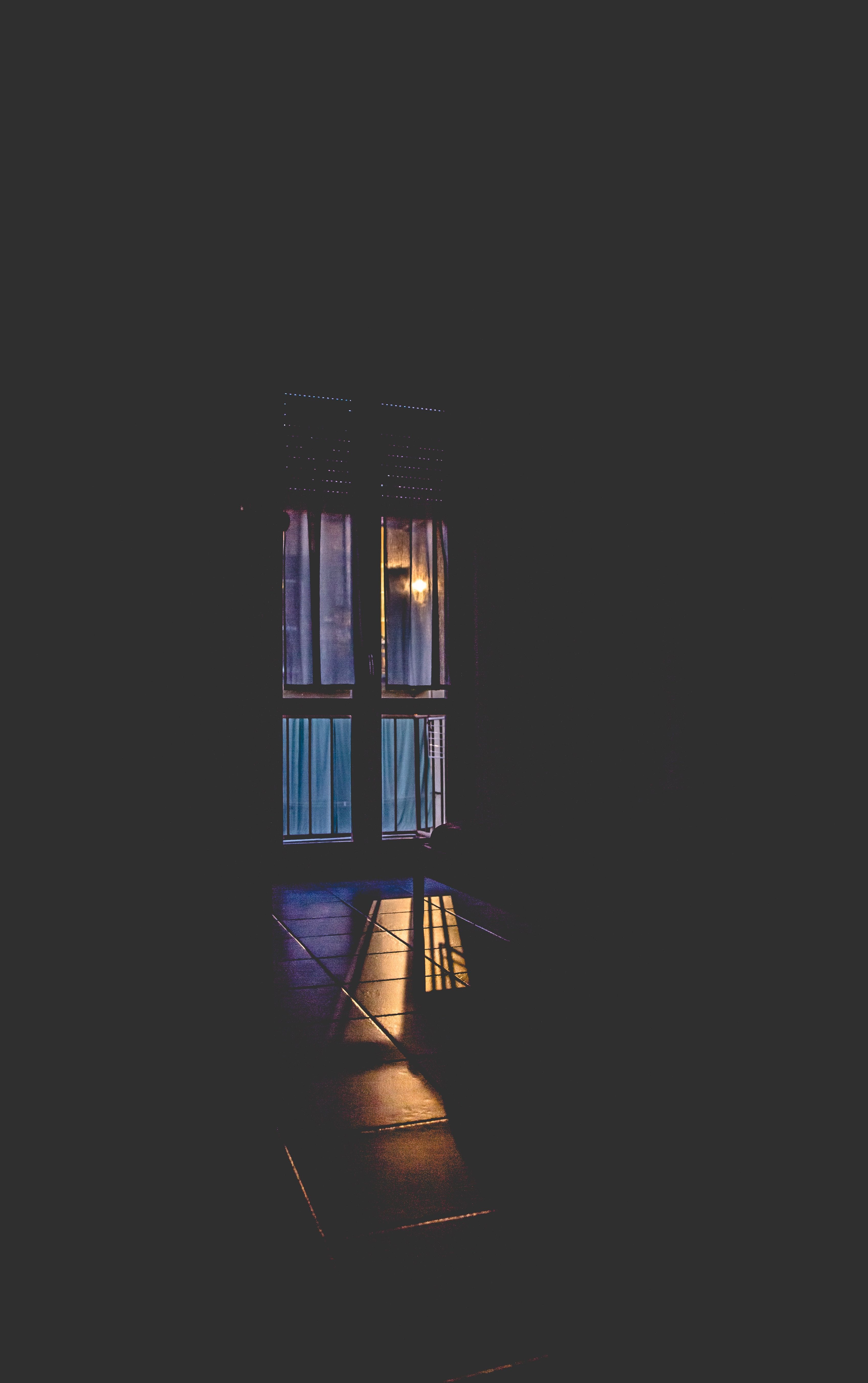 Download wallpaper 3394x5407 window, night, light, shadow HD background