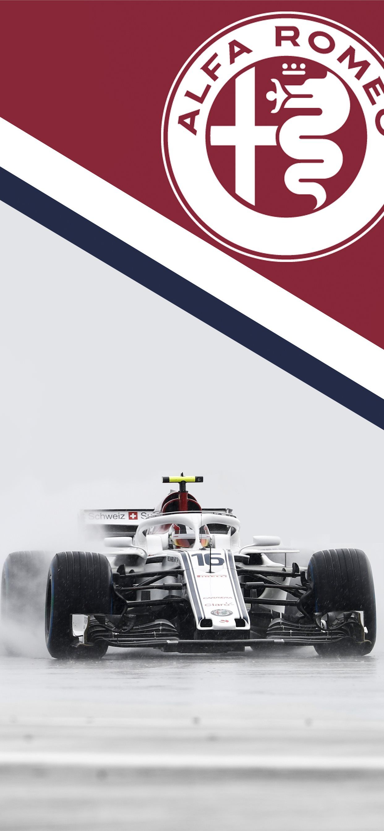 Sauber Charles Leclerc in the Rain mobile formula1 iPhone X Wallpaper Free Download