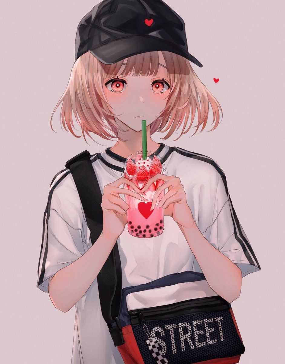 Kawaii Cute Anime Girl Strawberry Cow Wallpaper HD