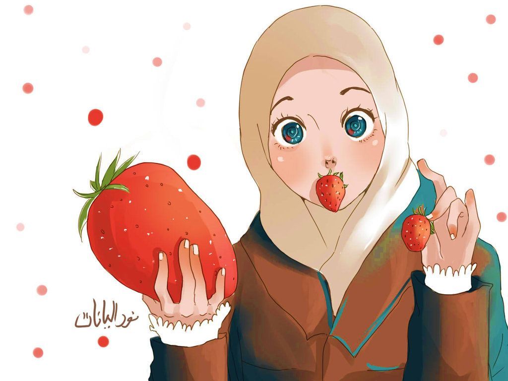 Giant Strawberry. Anime muslim, Cute cartoon wallpaper, Islamic cartoon