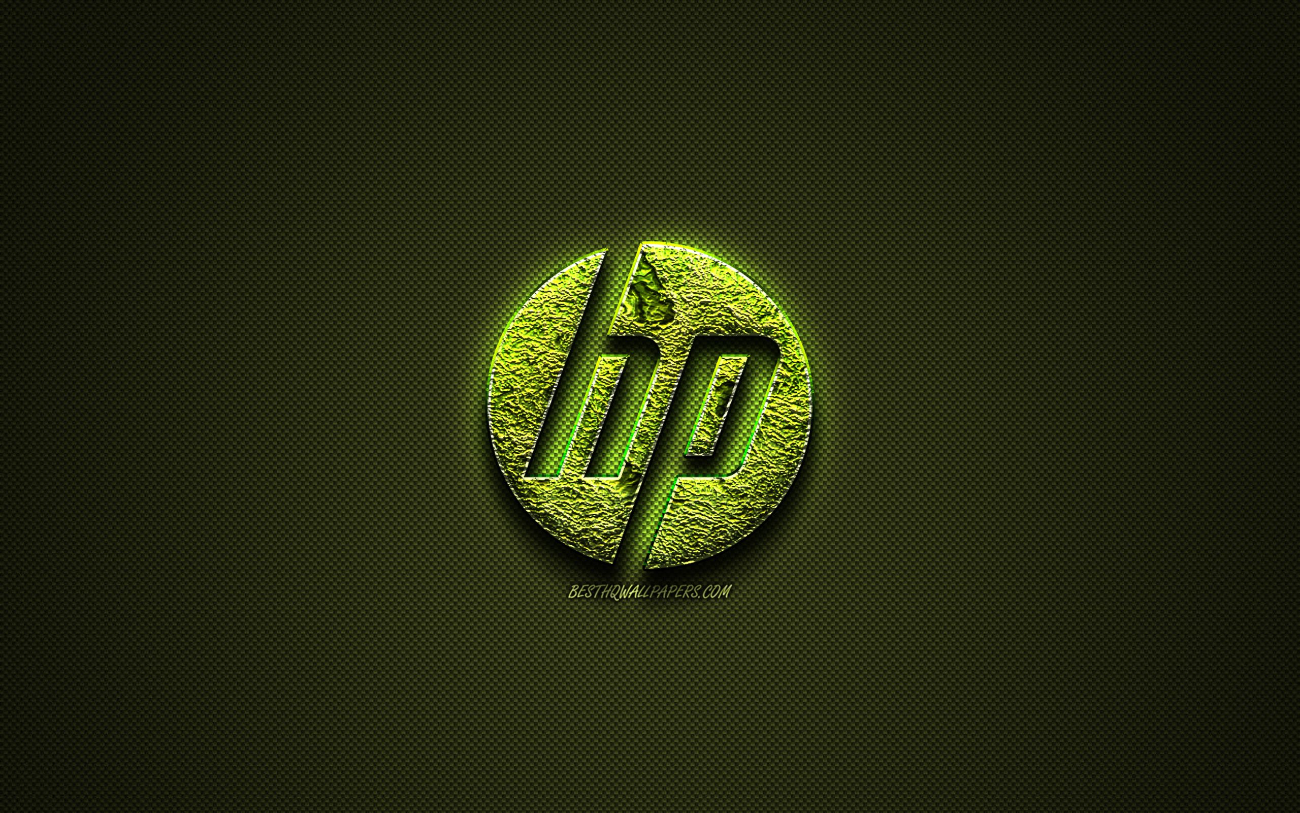 Download Wallpaper HP Logo, Hewlett Packard, Green Creative Logo, Floral Art Logo, HP Emblem, Green Carbon Fiber Texture, HP, Creative Art For Desktop With Resolution 2560x1600. High Quality HD Picture Wallpaper