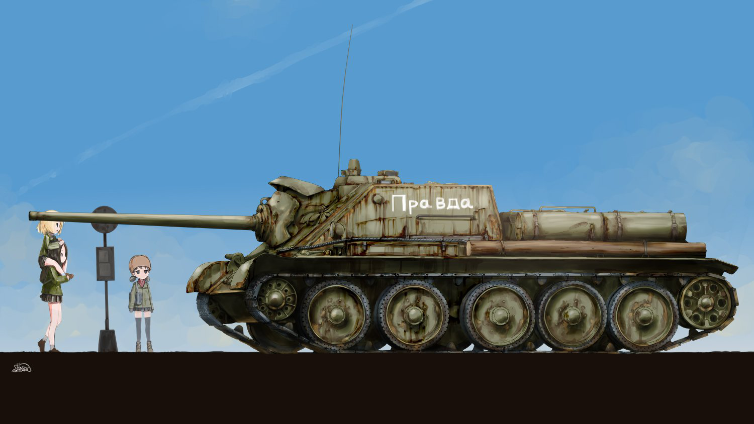 Wallpaper, Girls und Panzer, Katyusha Girls und Panzer, Nonna Girls und Panzer, Nina Girls und Panzer, SU anime girls, tank 1500x844