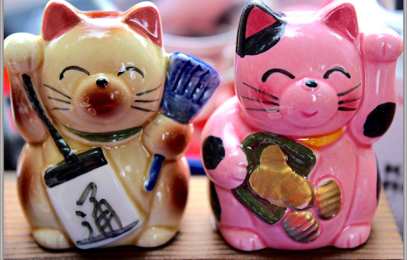 Wallpapers cats, talisman, Japan, maneki 