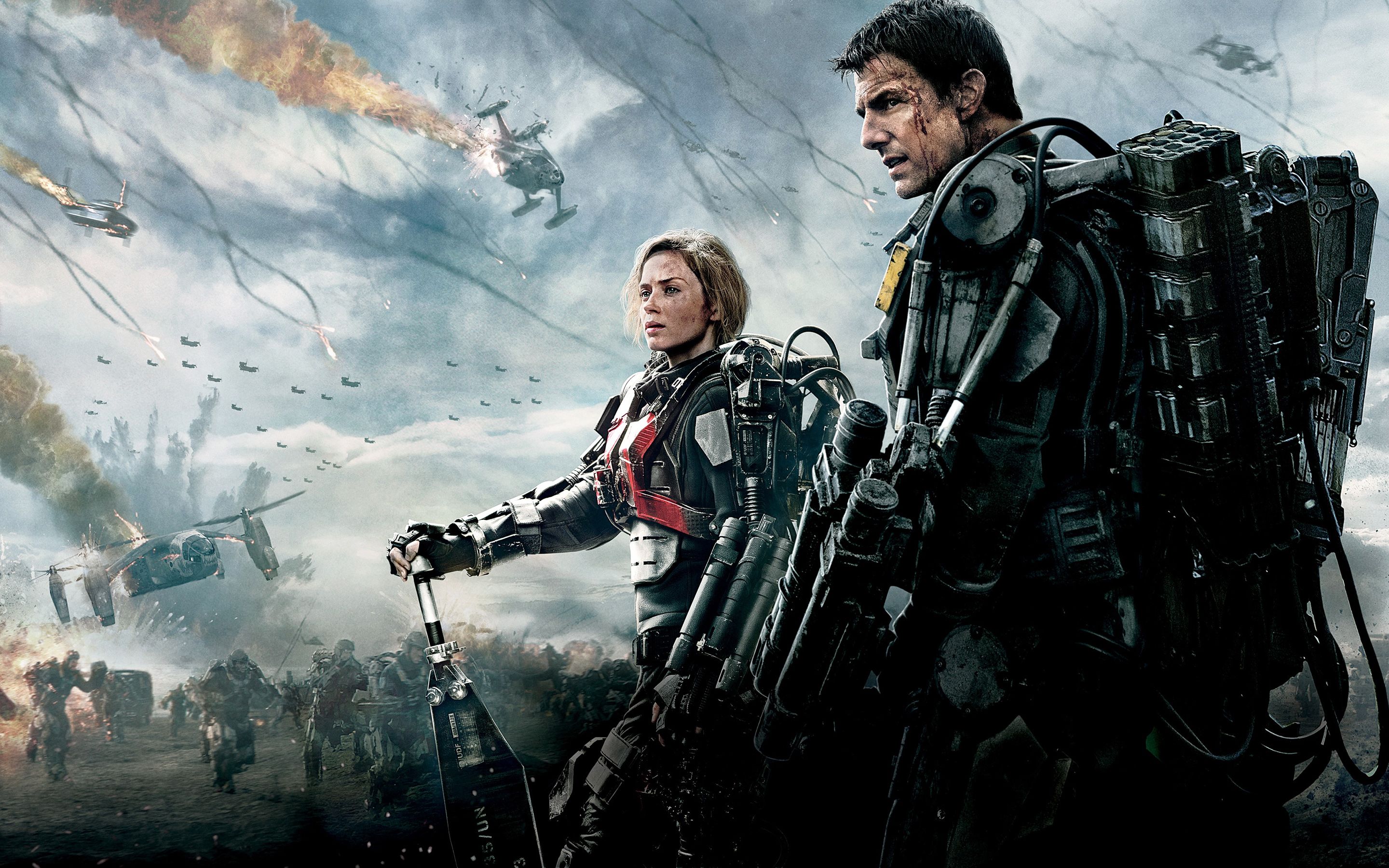 Wallpaper, futuristic, movies, science fiction, Emily Blunt, Edge of Tomorrow, Tom Cruise, screenshot, computer wallpaper, pc game, action film 2880x1800