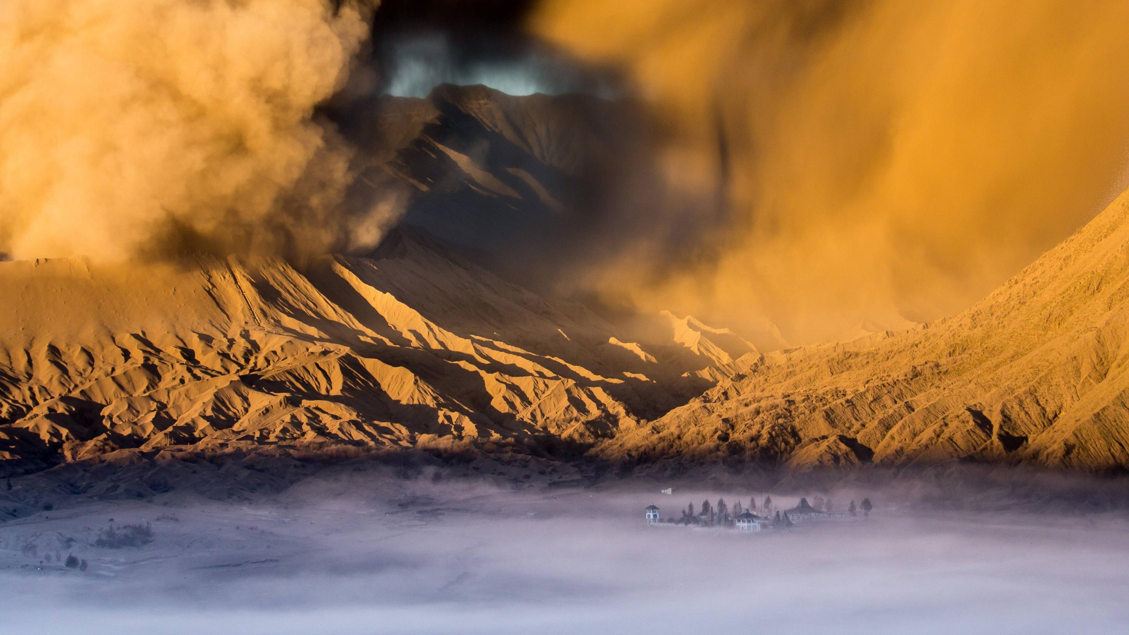 Wallpaper Sandstorm, 4k, HD wallpaper, City, Valley, Clouds, Desert, Mountains, Nature