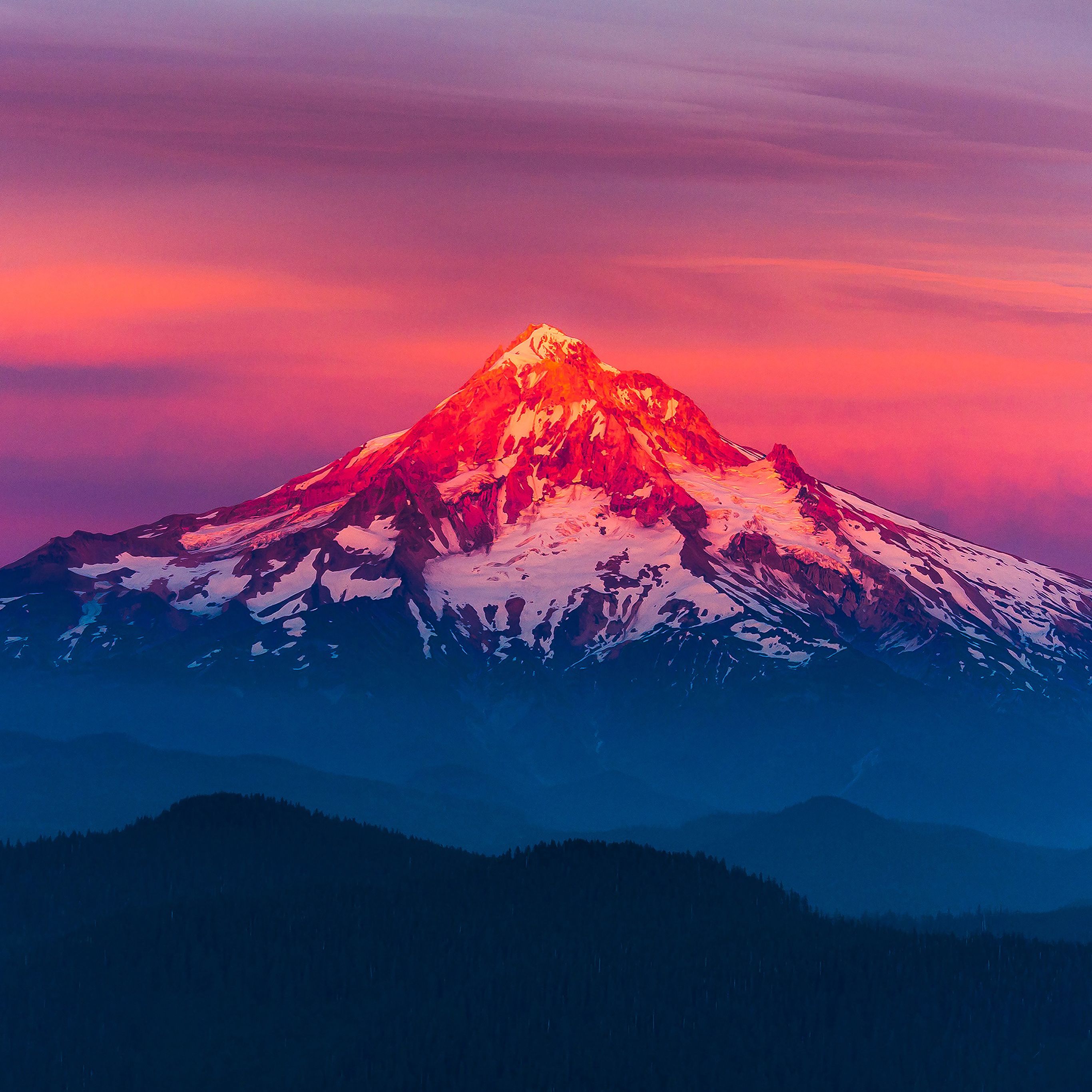 Purple Sunset Snow Mountain Nature Wallpaper