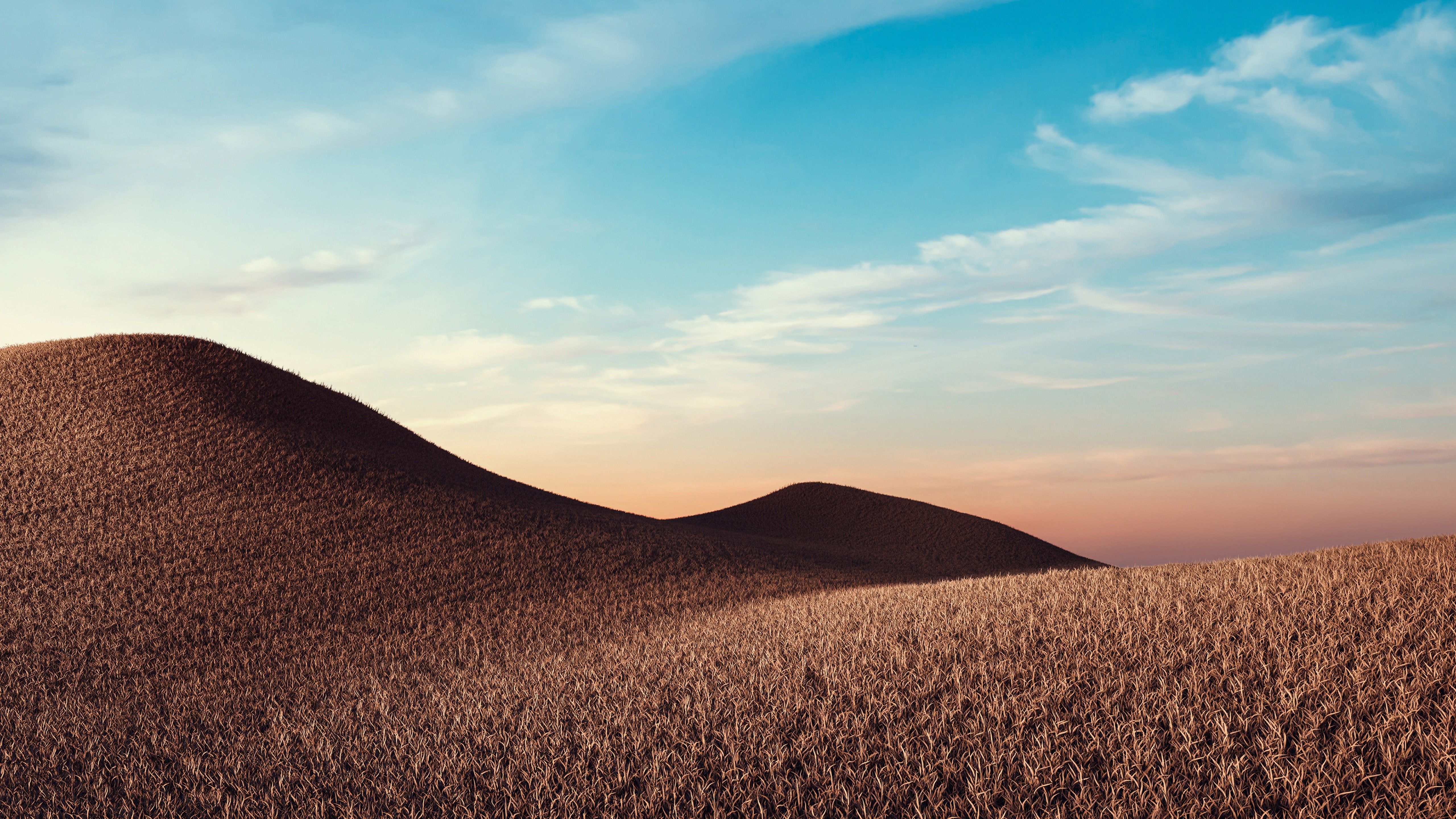 Dry fields 4K Wallpaper, Sunny day, Summer, Landscape, Nature