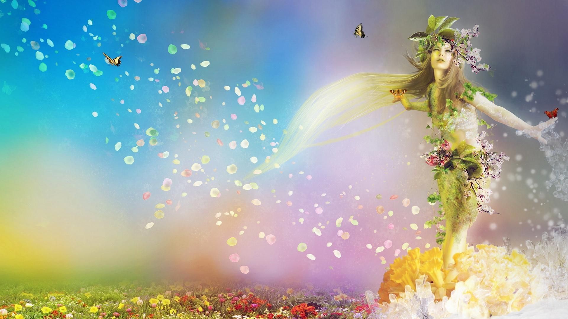 Fantasy Girl With Flowers. Fairy wallpaper, Spring desktop wallpaper, Spring wallpaper hd