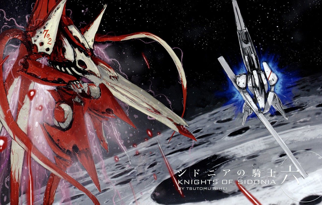 Wallpaper art, manga, a collision with an asteroid, knights of Sidonia, sidonia no kishi, Author: Miyahara Ruri image for desktop, section прочее