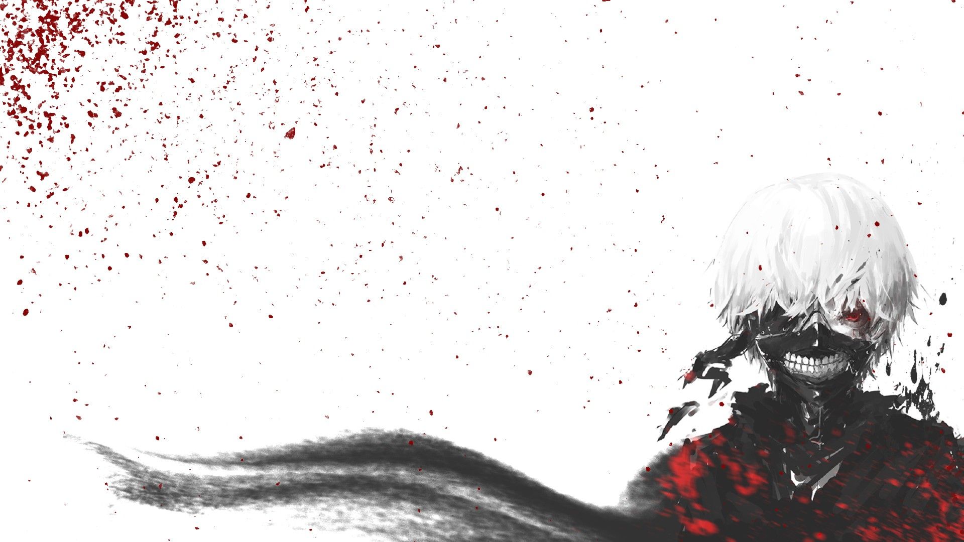 Kaneki Ken, smoke, white background, red eyes, Tokyo Ghoul wallpaper