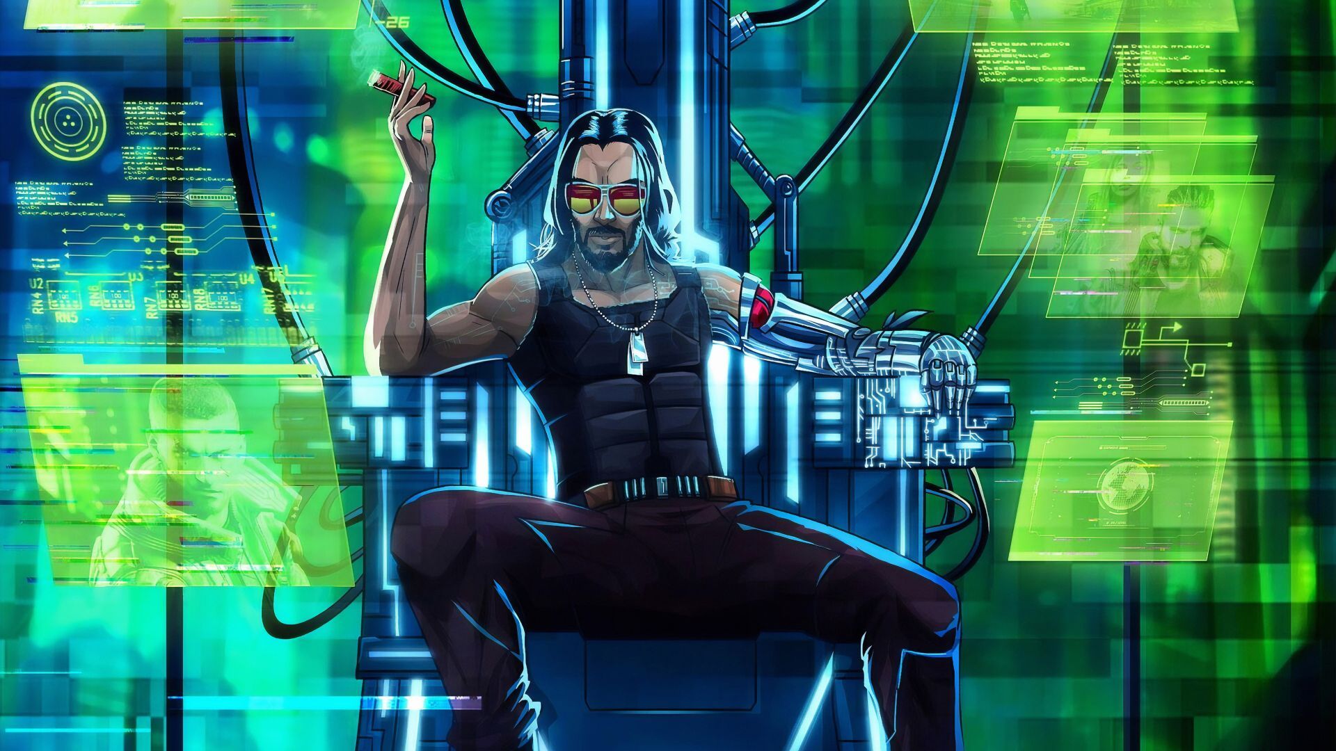Desktop wallpaper cyberpunk keanu reeves, video game, fan artwork, HD image, picture, background, 41fb20