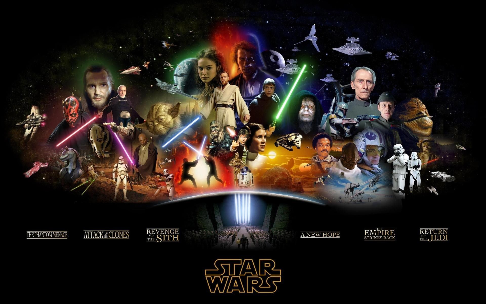 Movies Star Wars Collage Star Wars Heroes Star Wars Villains Wallpaper:1920x1200