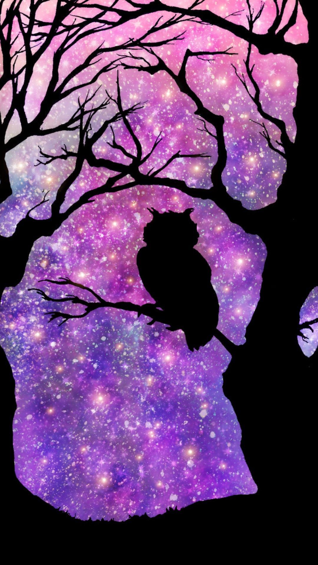 Galaxy Night Sky Owl, made by me #purple #sparkly #wallpaper #background #sparkles #glittery #art #night #s. Owl wallpaper, Owl background, Owl wallpaper iphone