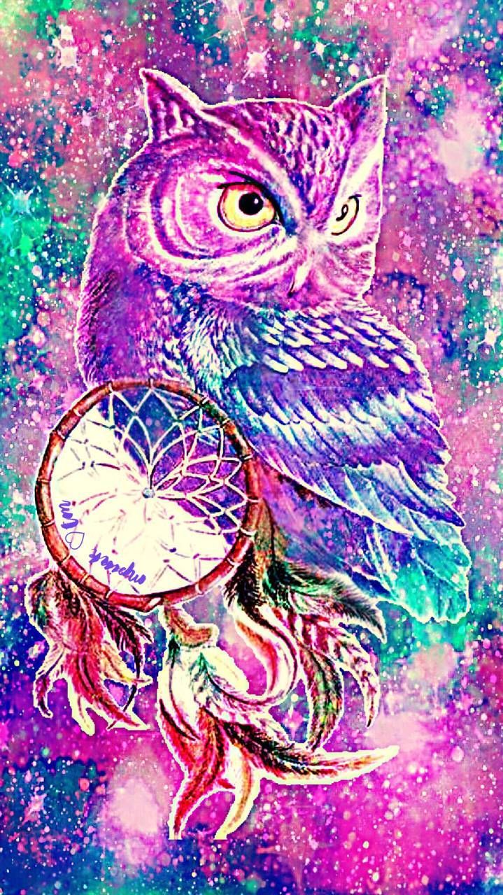 Dream Catcher Owl iPhone & Android galaxy wallpaper created by Mpink™. # galaxy #dreamcatcher #animal. Dreamcatcher wallpaper, Galaxy wallpaper, Owl dream catcher