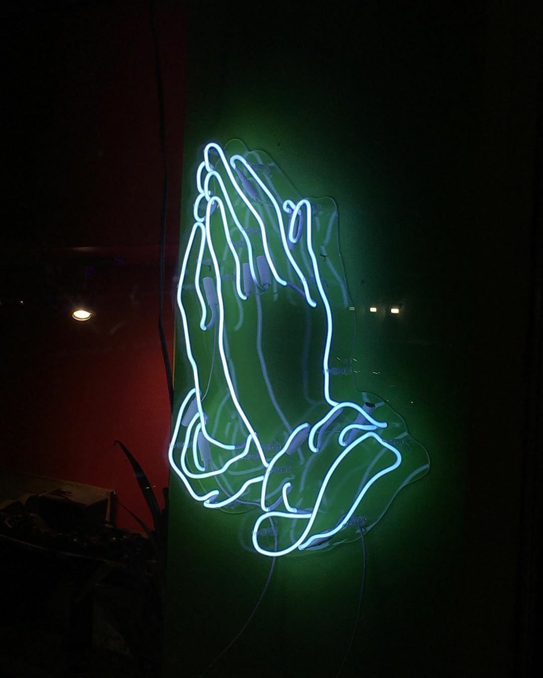 Green Neon Prayer Hands. Neon sculpture, Neon signs, Neon signs quotes