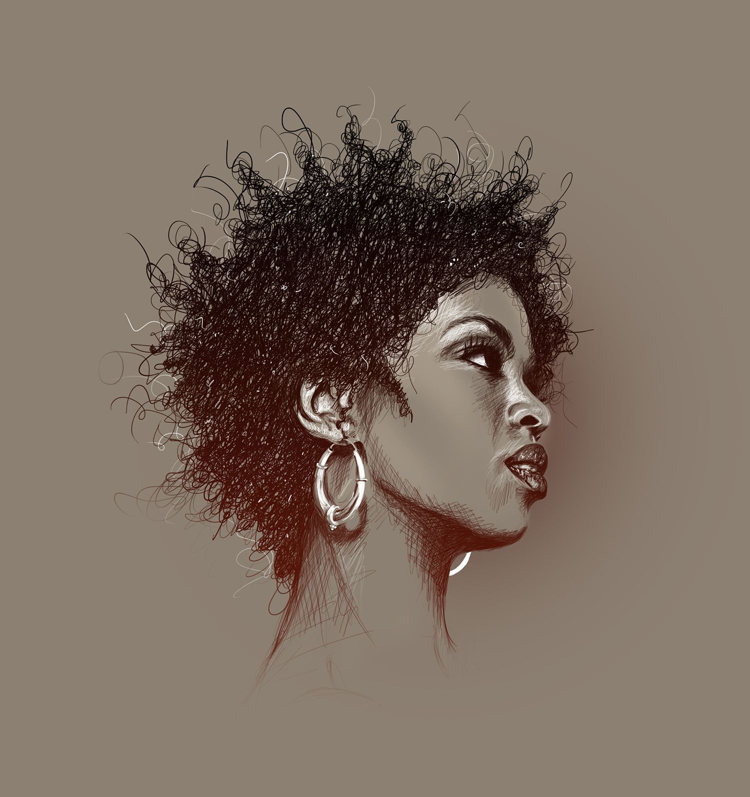 Lauryn Hill- Digital Sketch by Shelly Gillis. Trabalho de arte, Ilustração, Arte