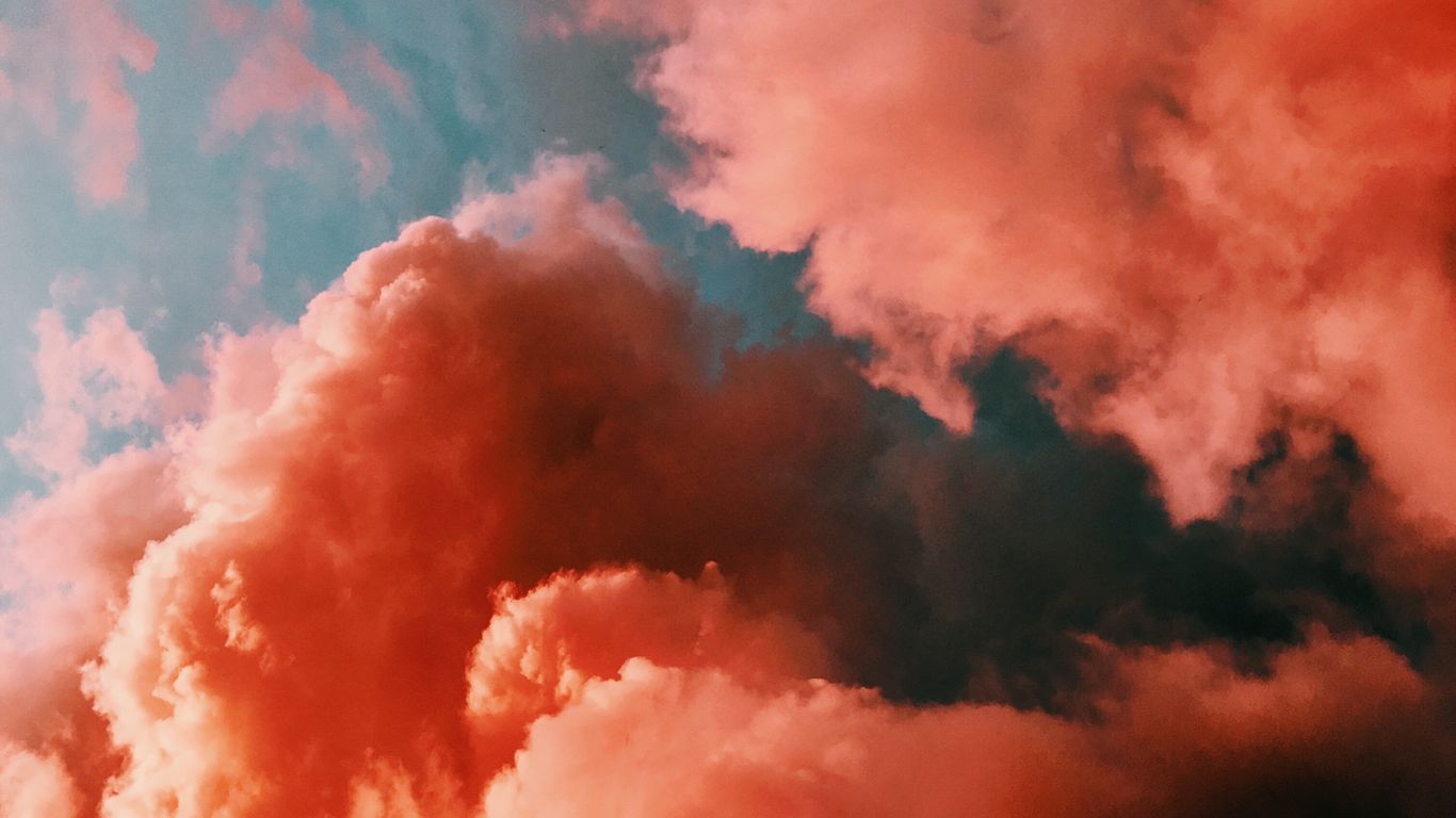 Download wallpaper 1366x768 clouds, sky, porous, pink tablet, laptop HD background