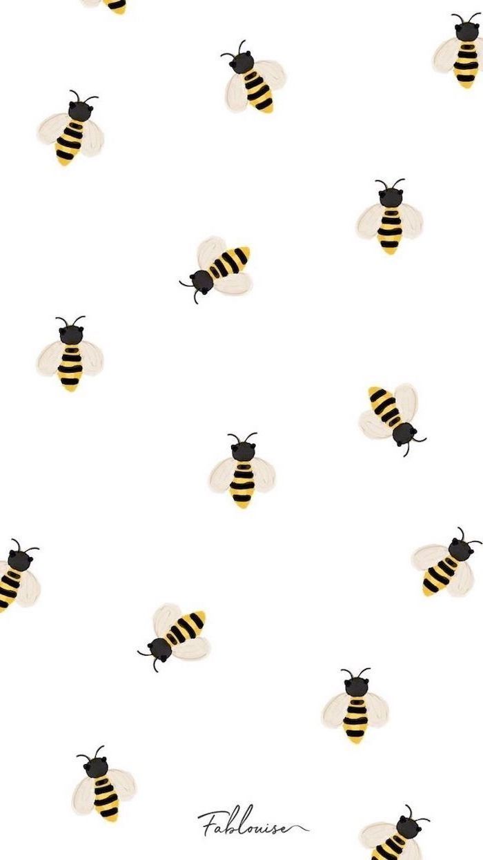 drawing of bees, on white background, cute wallpaper for girls. Latar belakang, Foto abstrak, Seni kolase