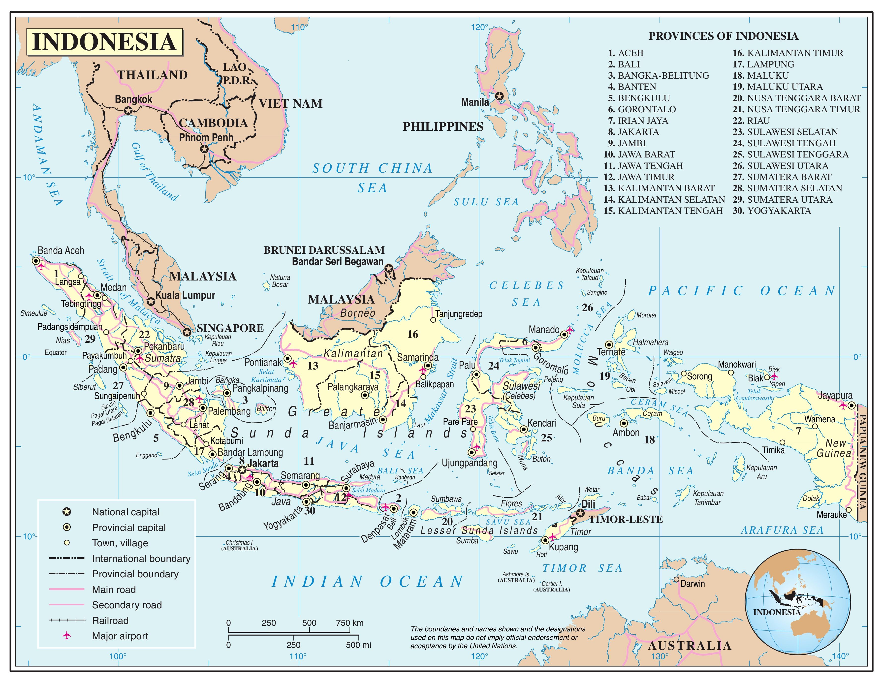 Indonesia Map Complete with Cities