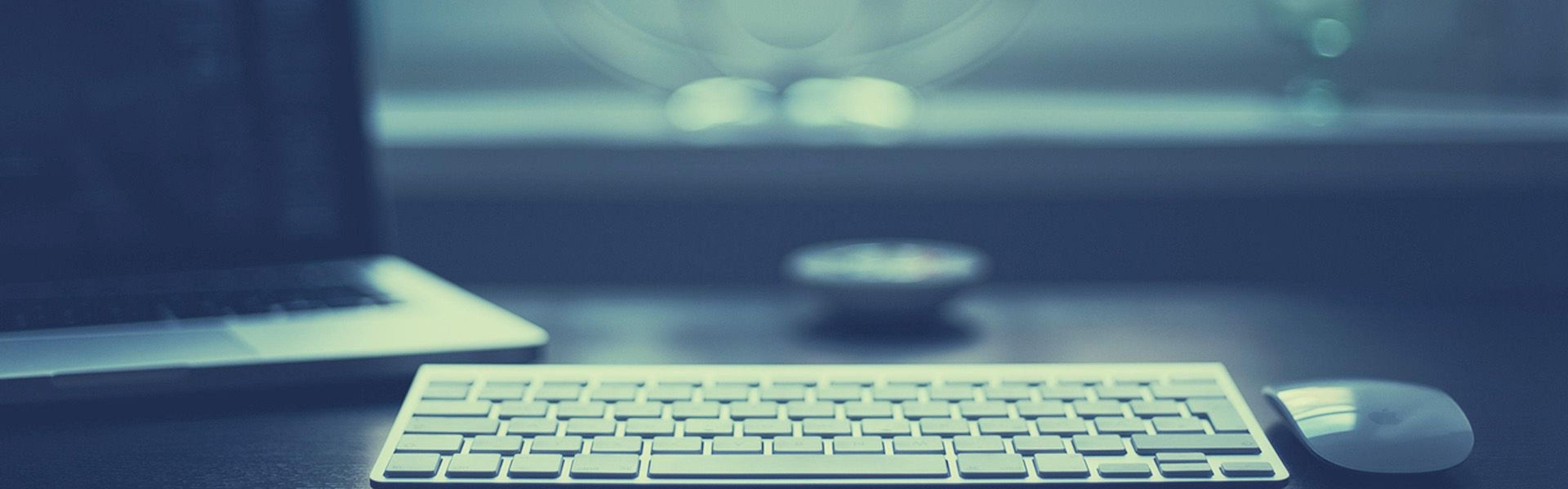 Download Wallpaper 3840x1200 Computer, Keyboard, Mouse, Laptop