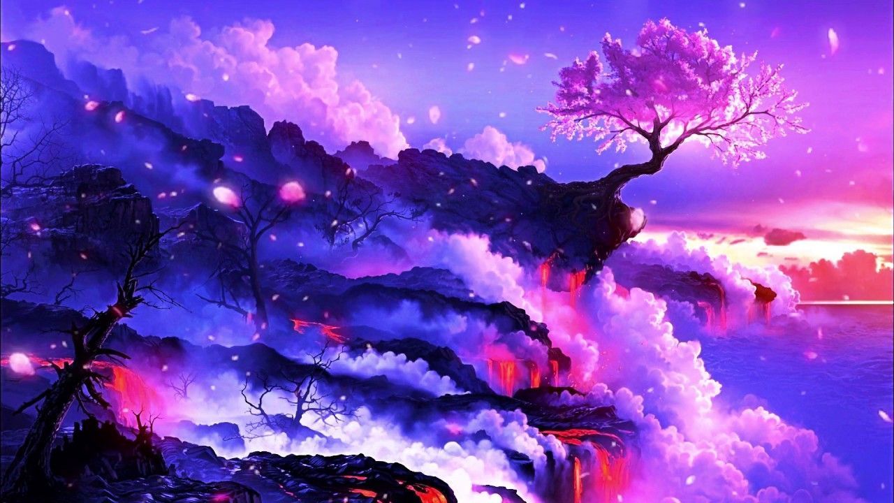 Premium Photo | Wallpapers for desktop anime trees the sky clouds nature  landscape sakura spring landscape