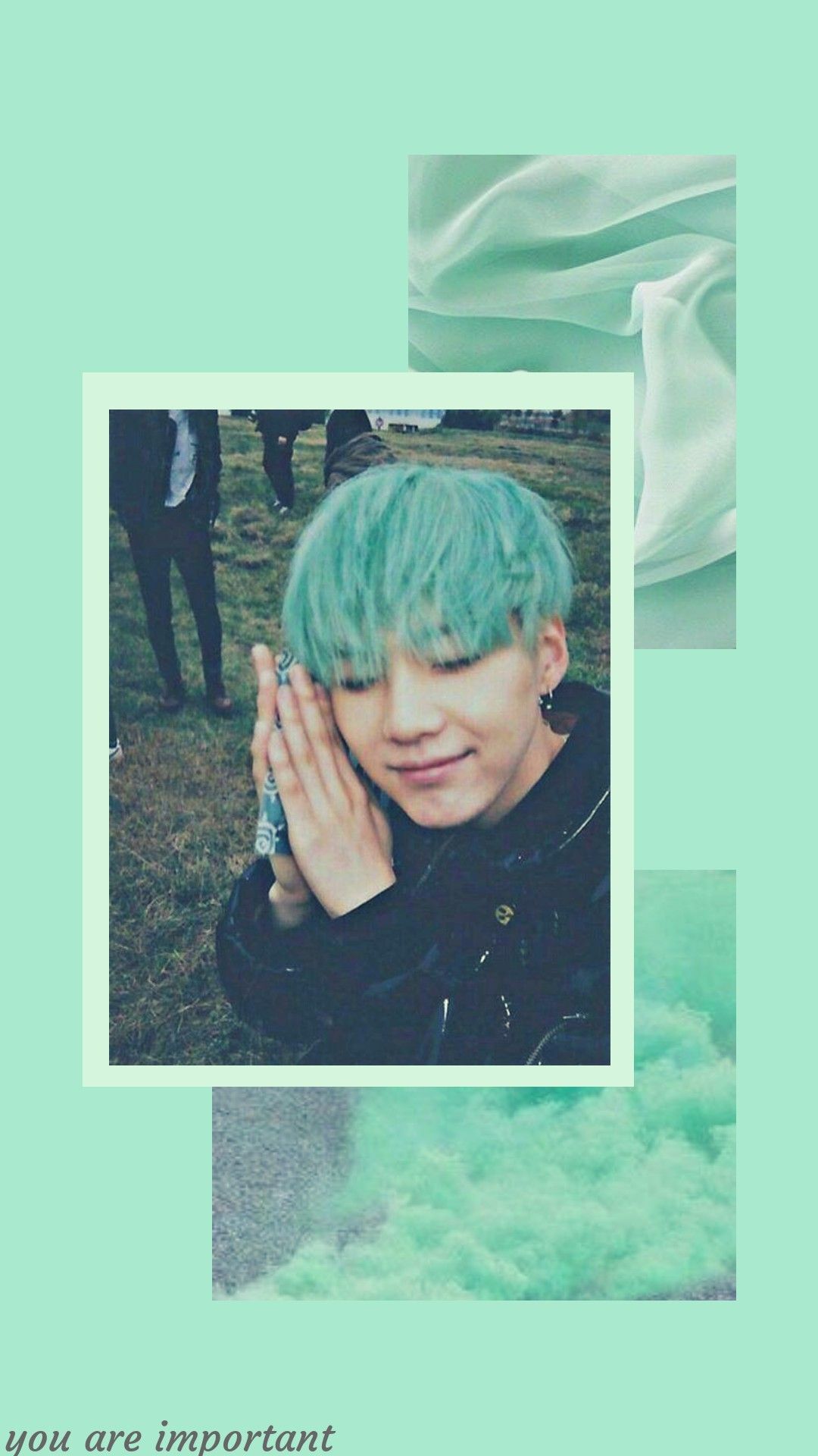 Yoongi- Aesthetic Wallpaper. Mint aesthetic, Aesthetic wallpaper, Mint wallpaper
